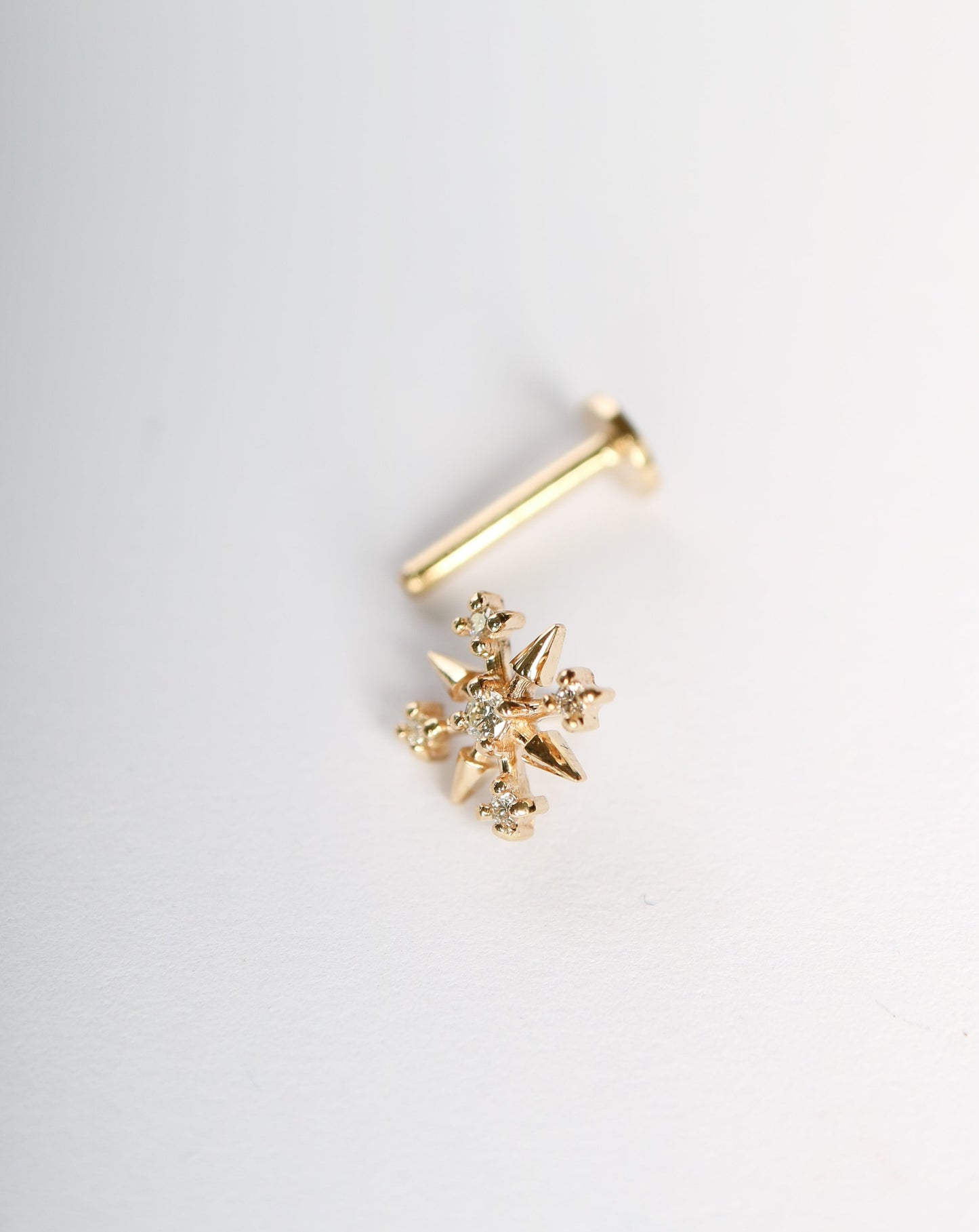 14kt gold Diamond Snowflake helix piercing flat back earring