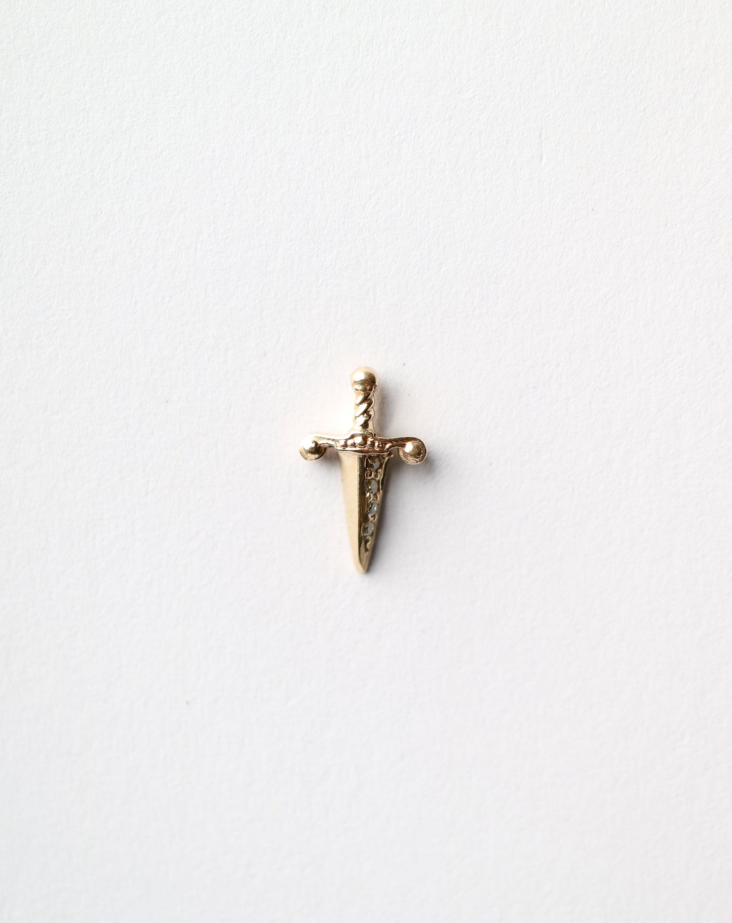 14kt gold Diamond Sword helix piercing flat back