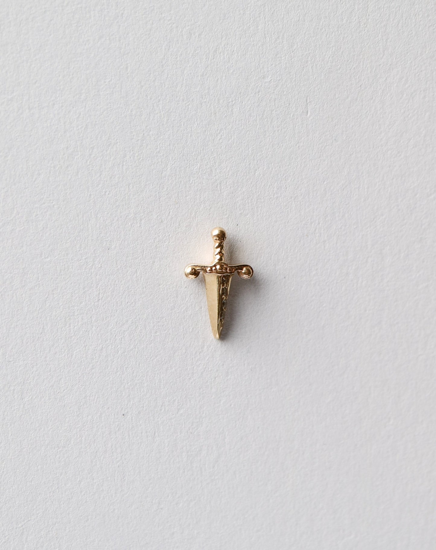 14kt gold Diamond Sword helix piercing flat back