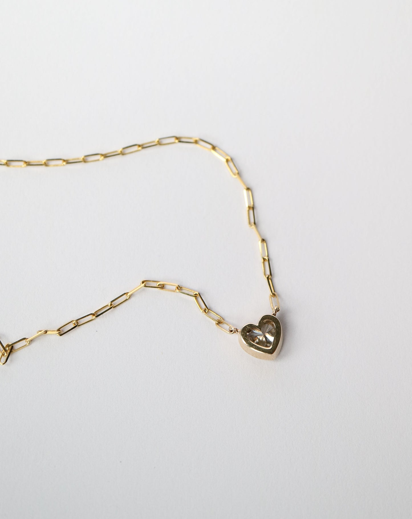 0.5ct diamond heart lab grown paperclip chain 9ct gold