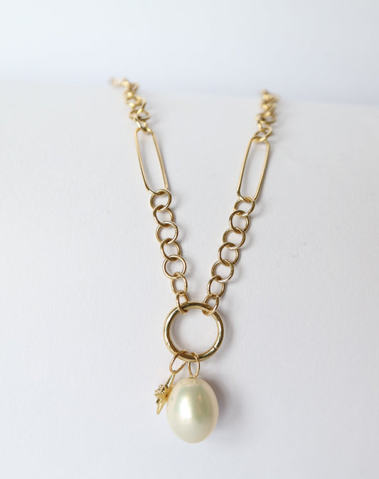9ct gold Mixed Links Chain with Charm Clip Clasp