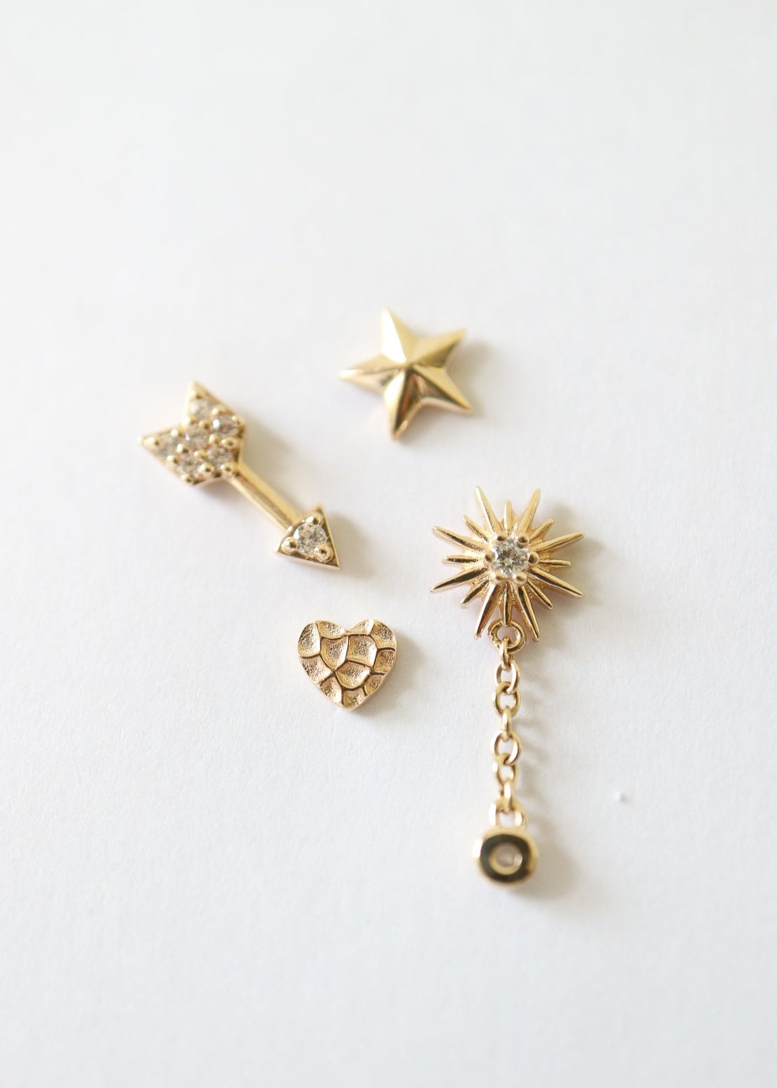 14ct gold piercing conch studs