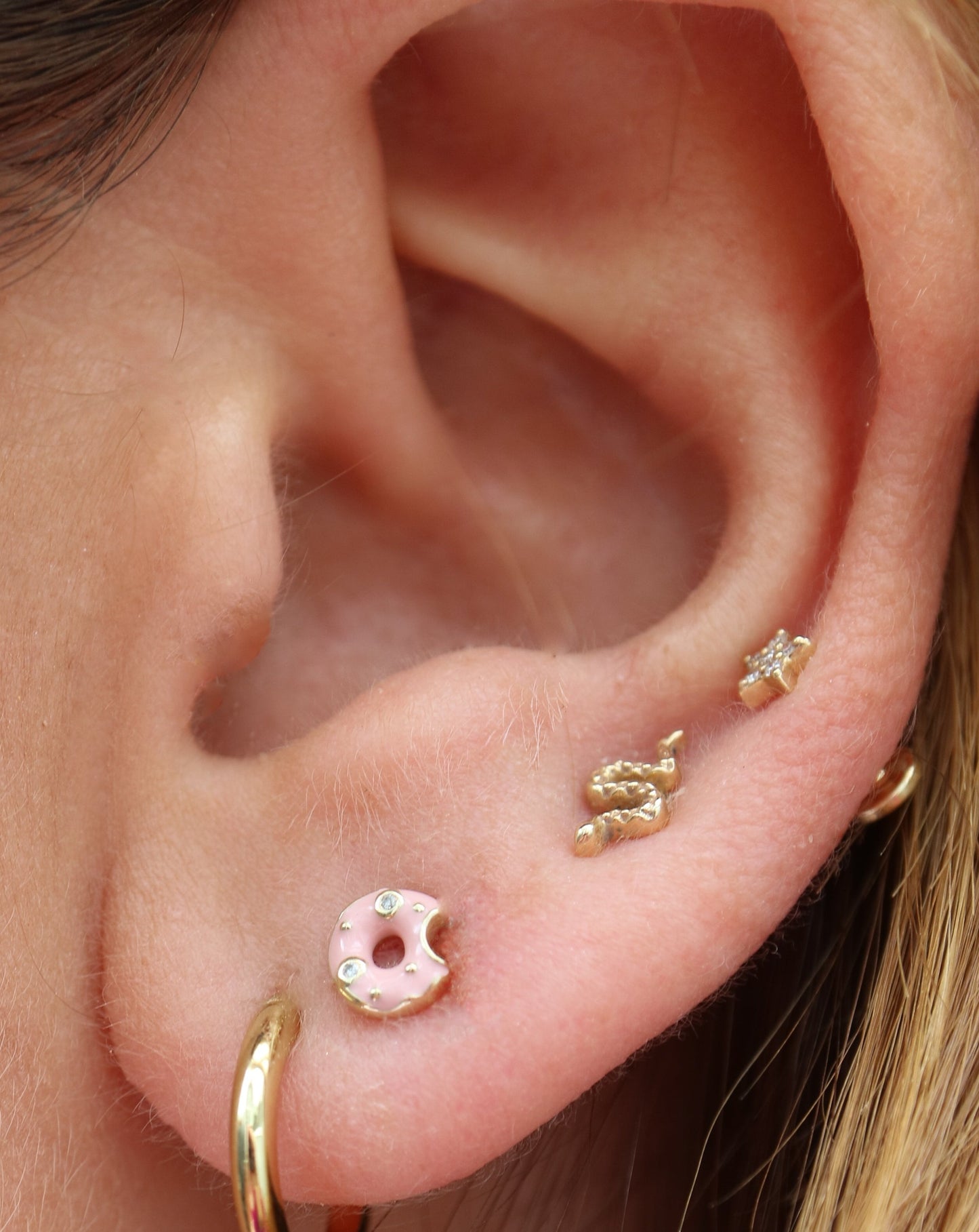 9ct gold Donut Studs Earrings