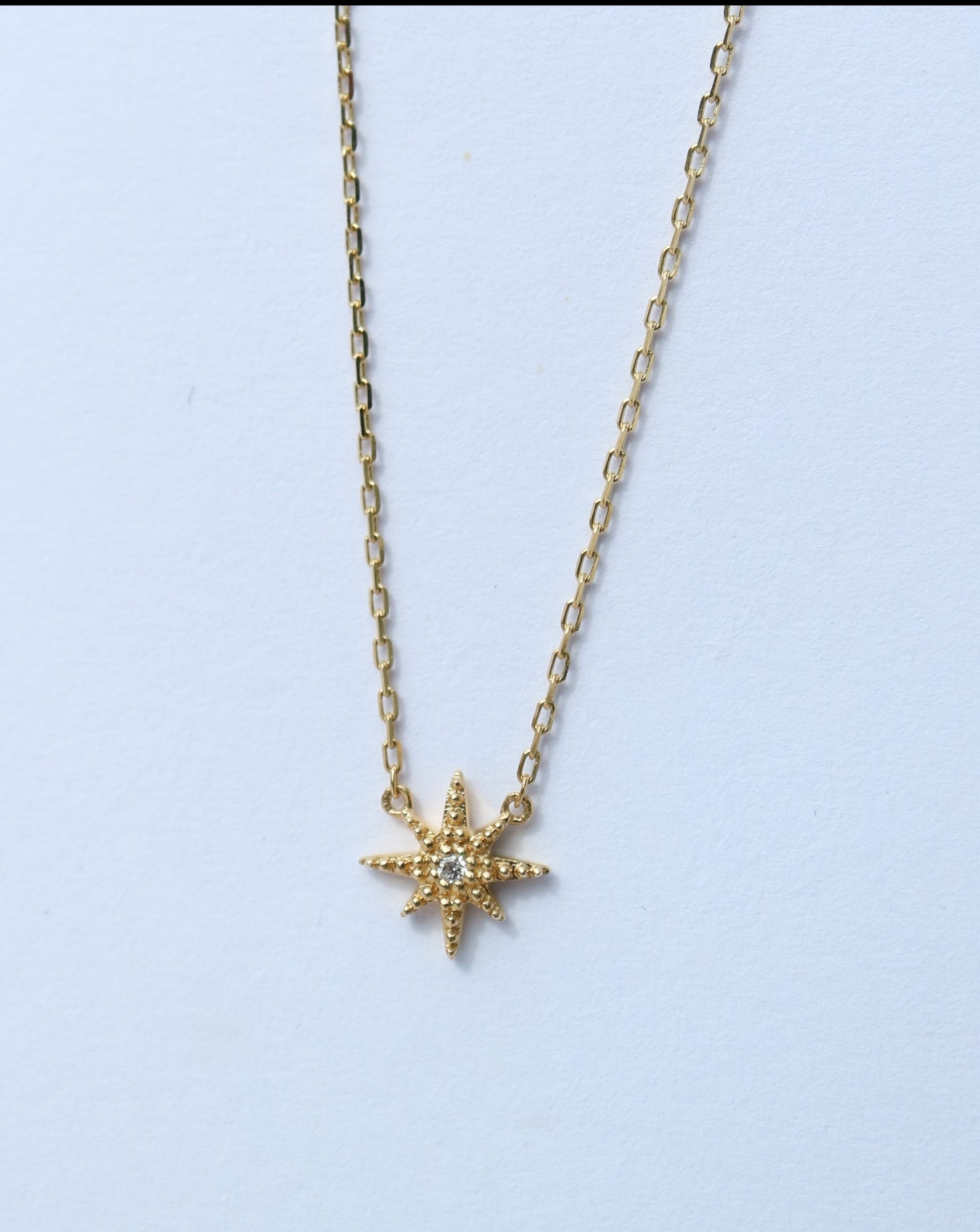 10kt gold and diamond stardust pendant by La Kaiser Jewelry