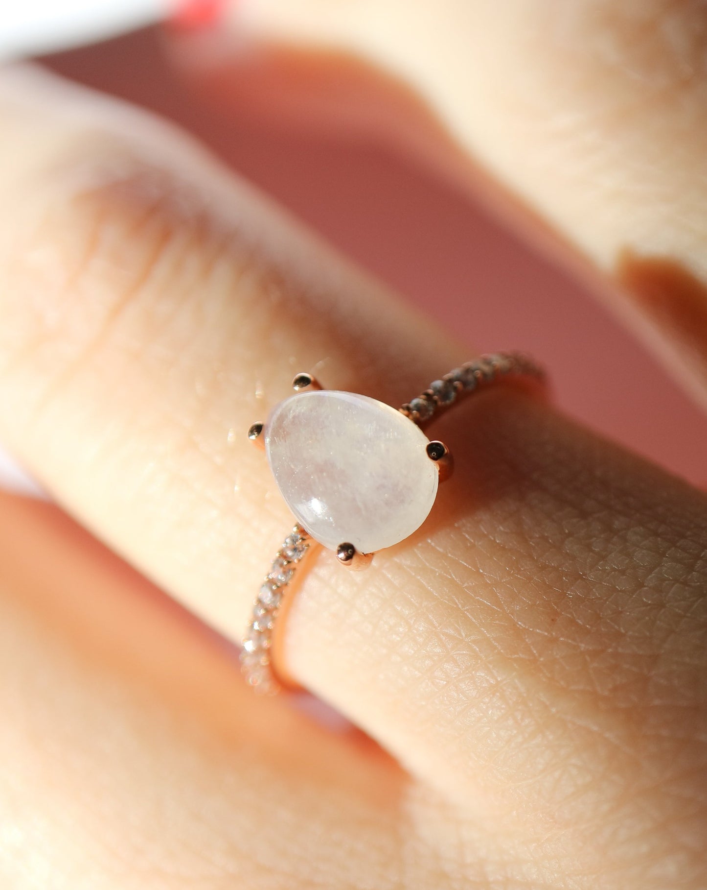 Opal and Topaz Rose Gold Angels Teardrop Rings by La Kaiser