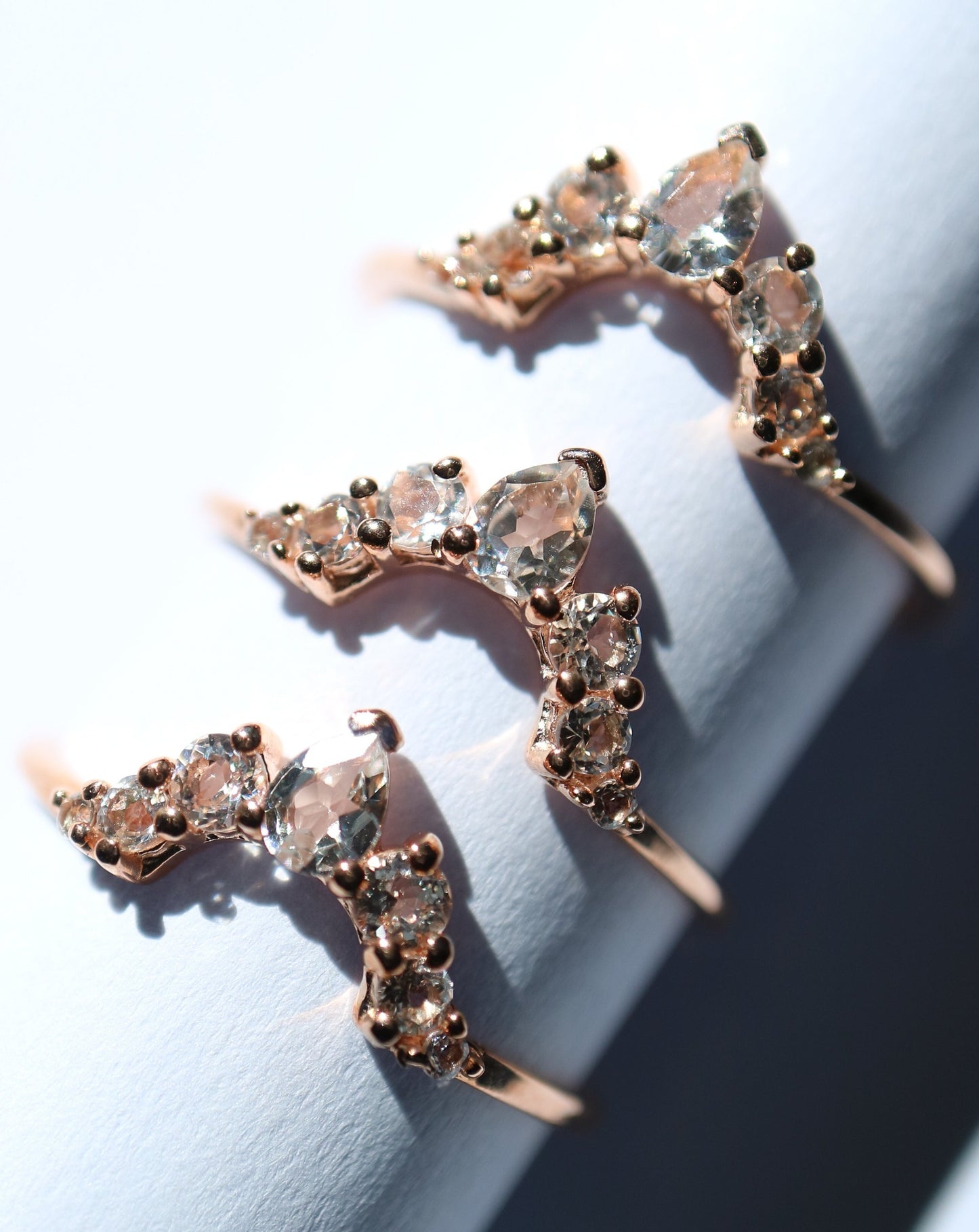 Rose Gold White Topaz Angels Arc Stacking Ring from La Kaiser Jewelry