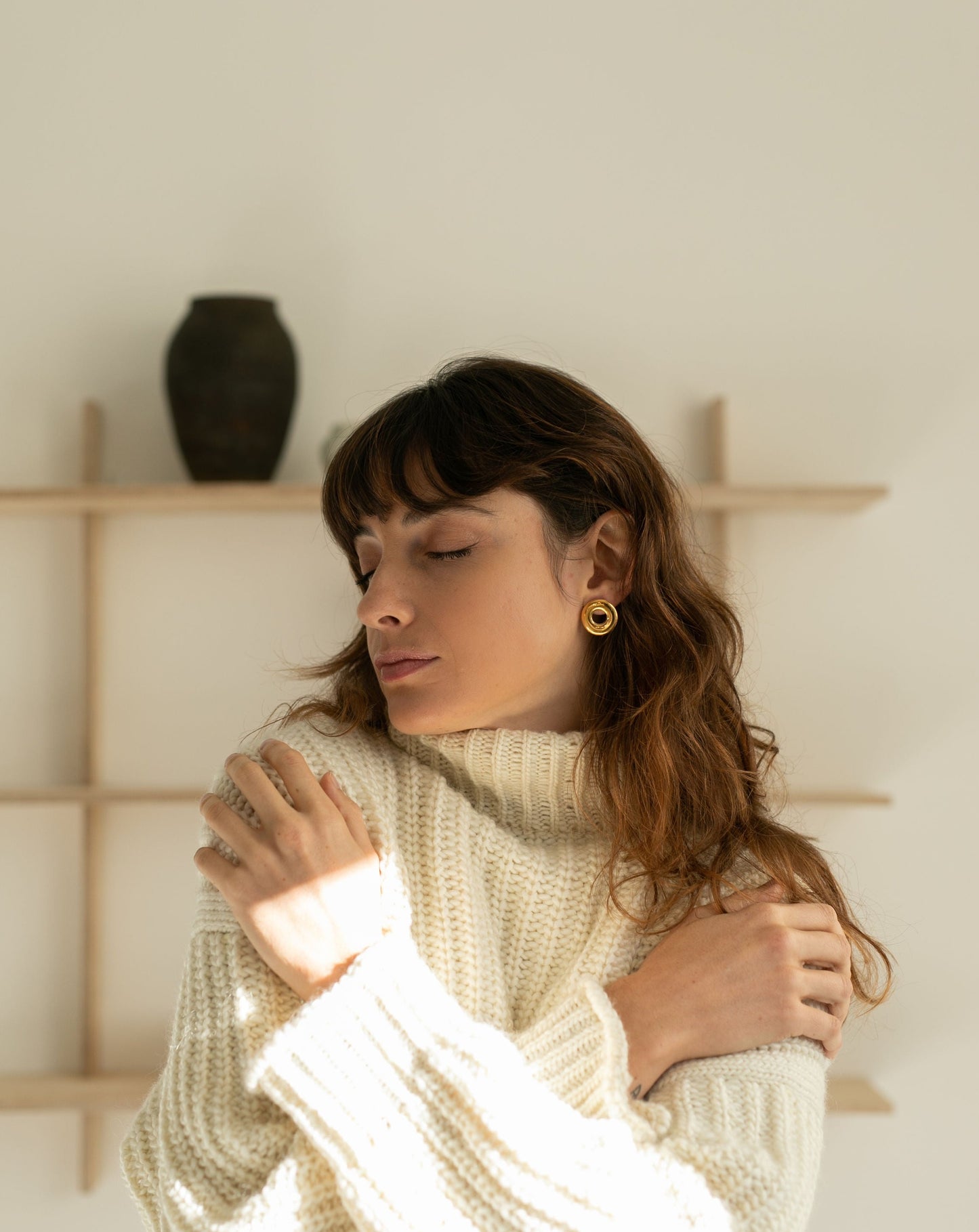 Golden Sun Earrings by Nina Bosch Porcelain jewellery