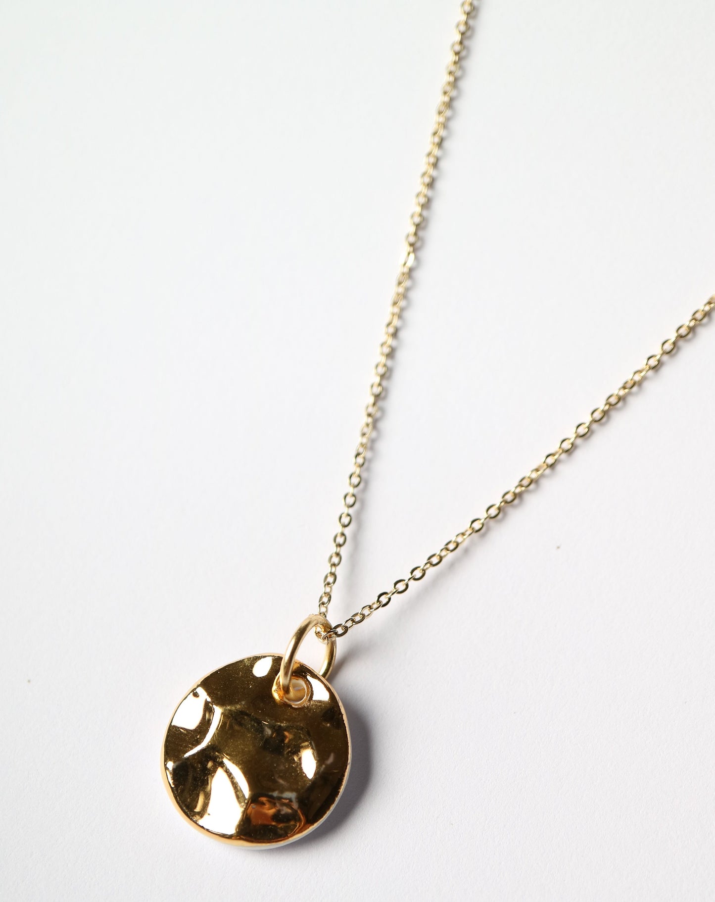 Hammered Porcelain Necklace in gold