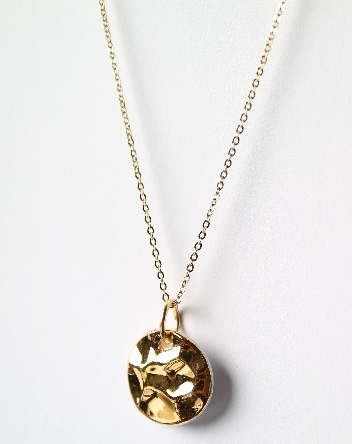 Hammered Porcelain Necklace in gold
