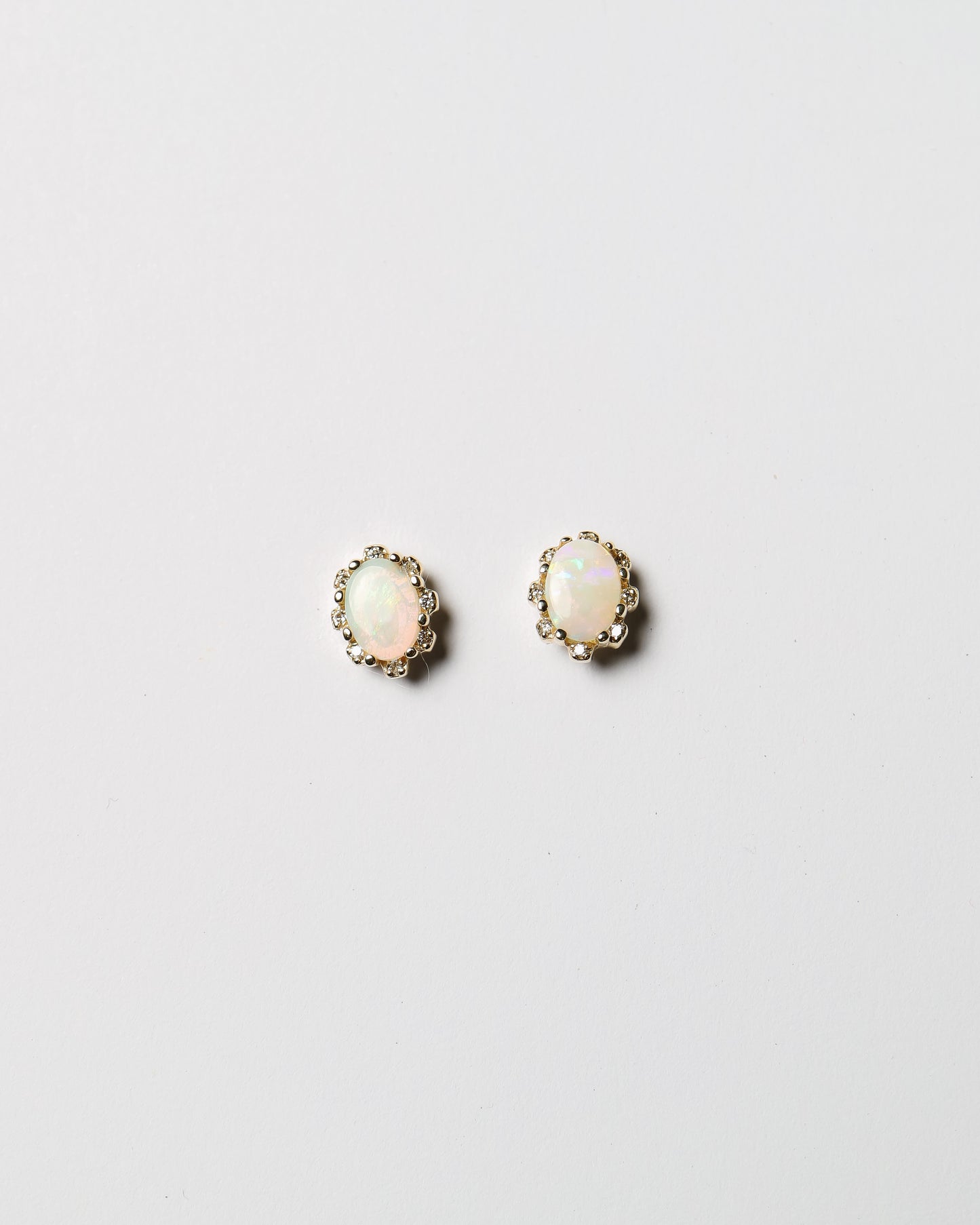 9kt gold Opal and Diamond Flower Studs