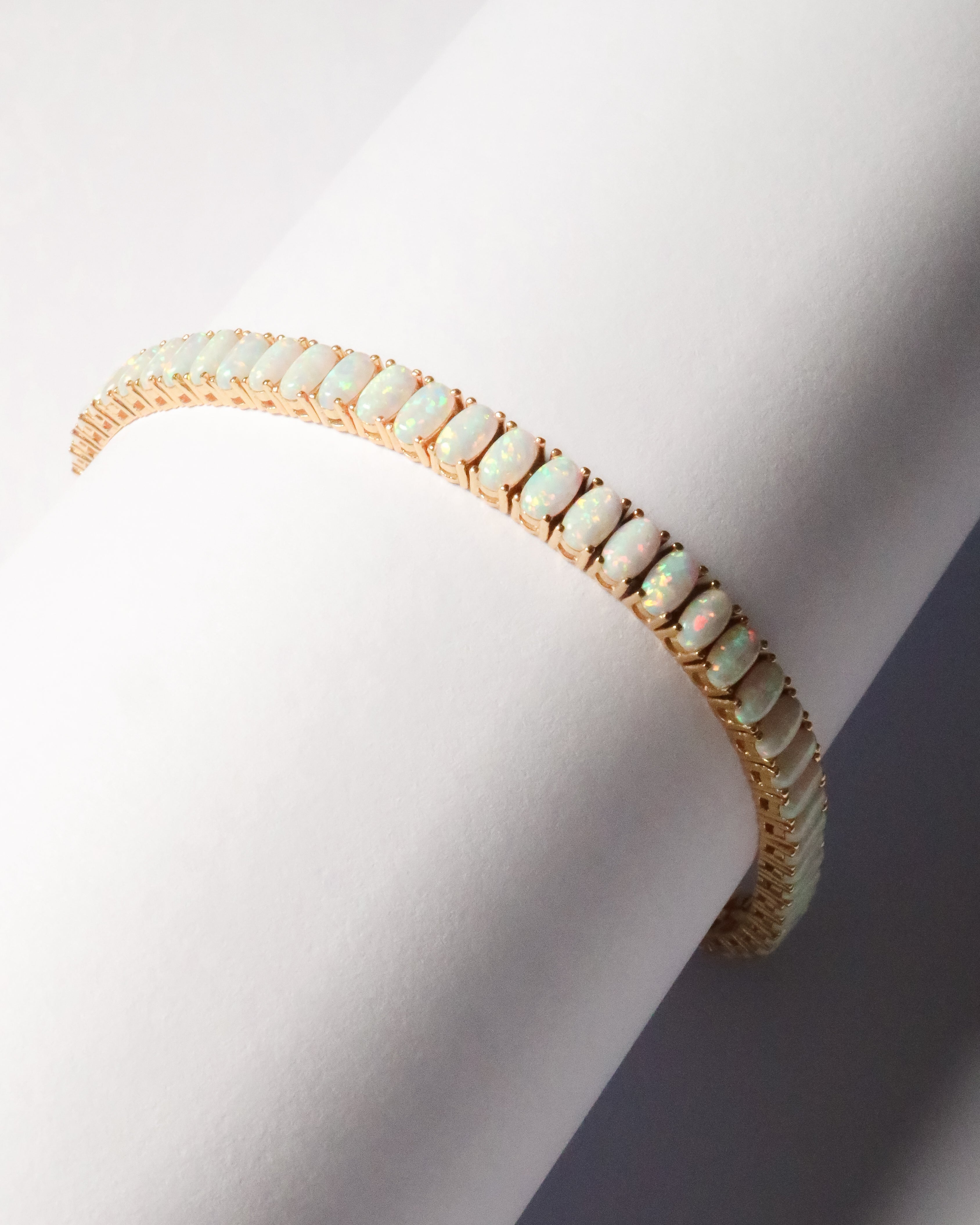 925 silver 14kt gold shops vermeil opal tennis diamond Bracelet