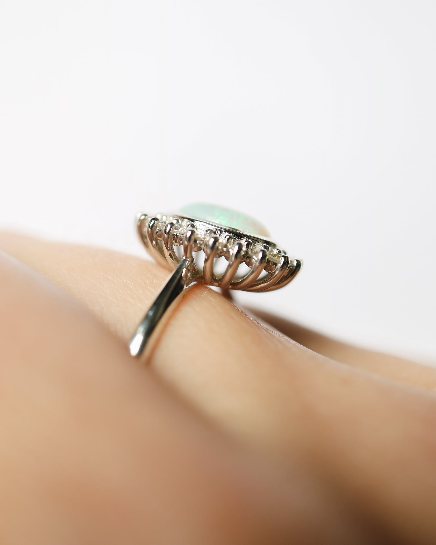 9kt White Gold Opal and Diamond Regal Ring