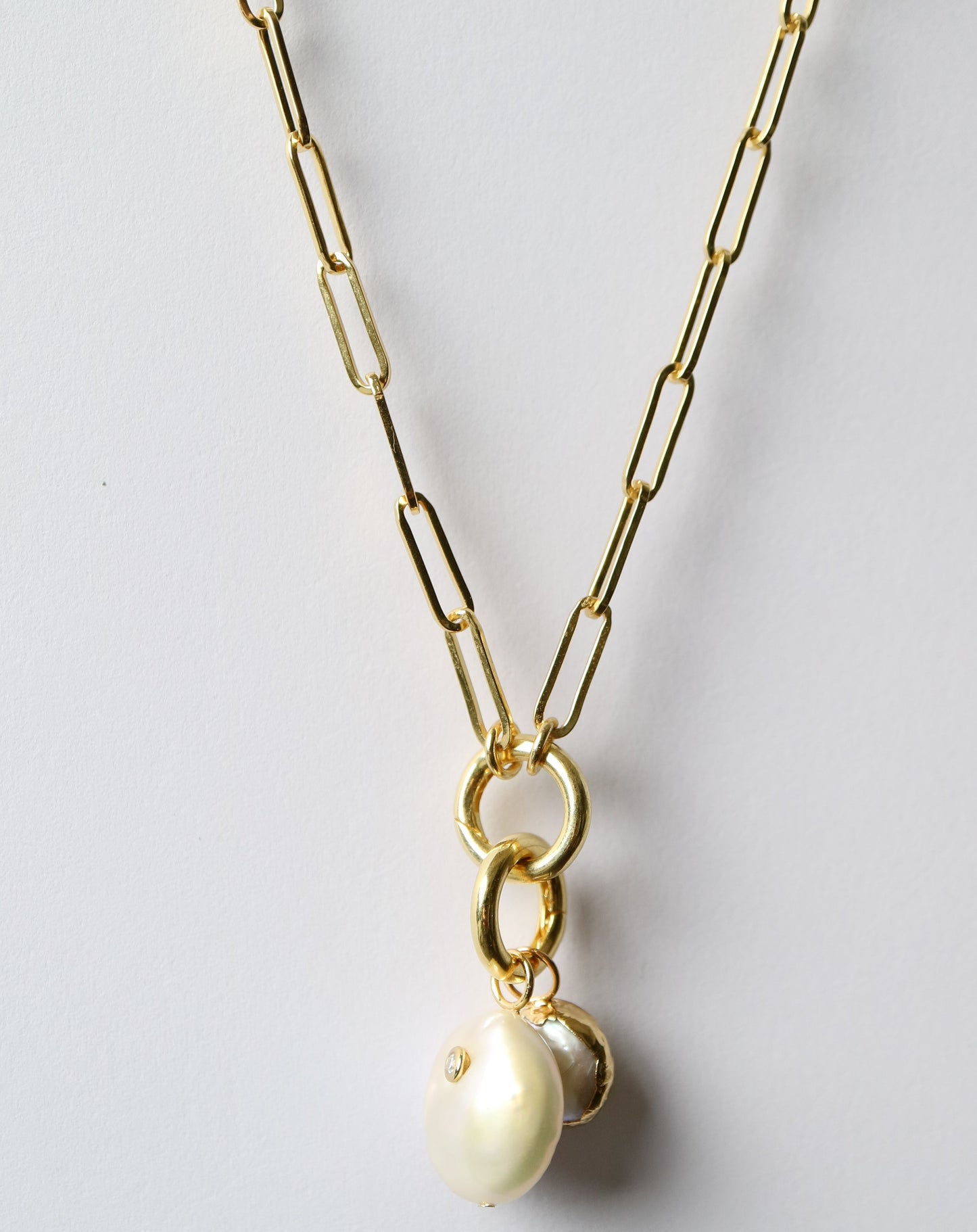 Gold Paperclip Necklace with charms