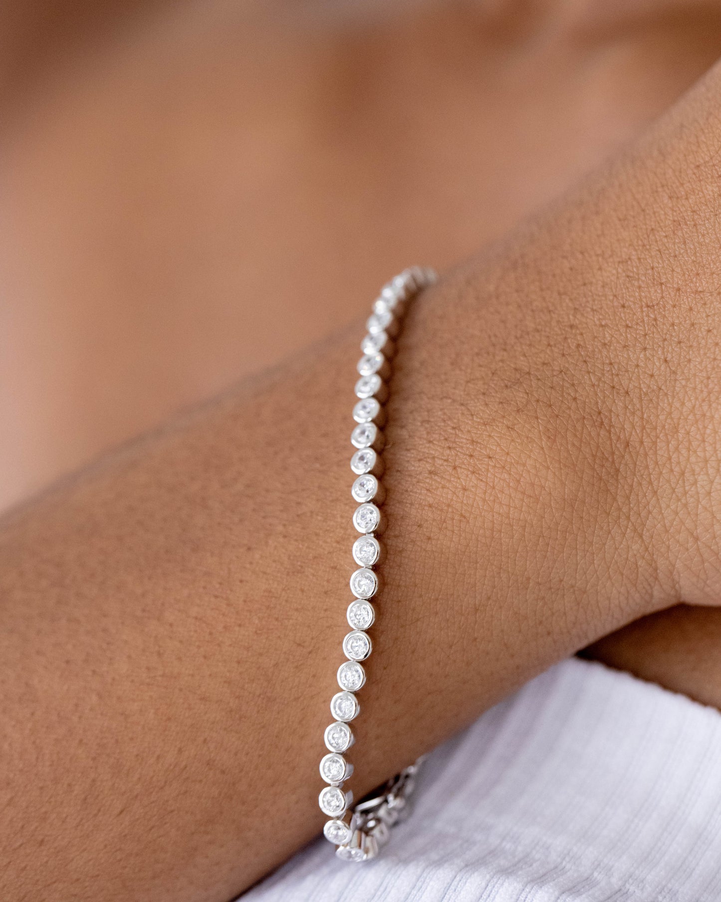 Diamond Pebbles Silver Tennis Bracelet