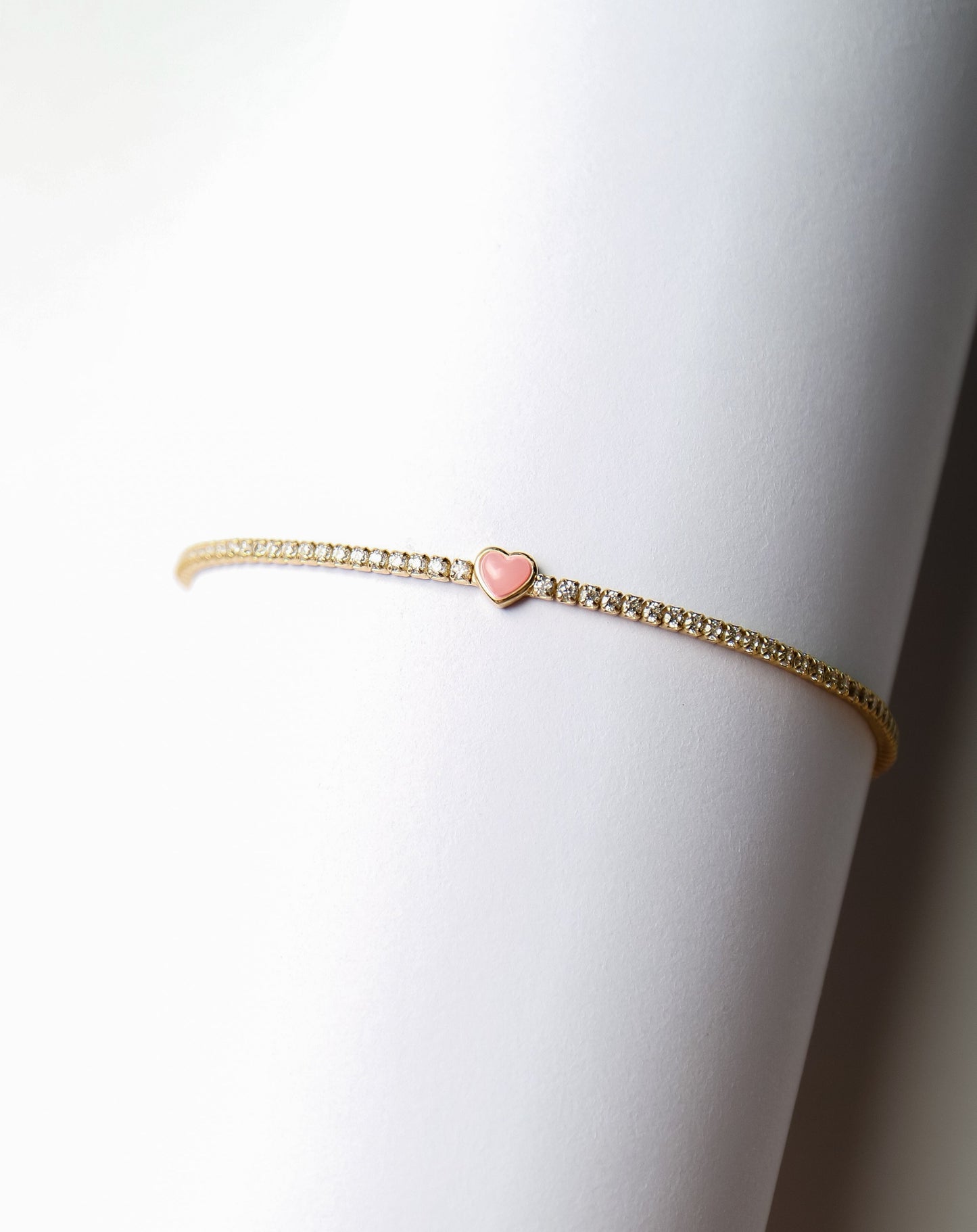 Pink Heart Tennis Bracelet
