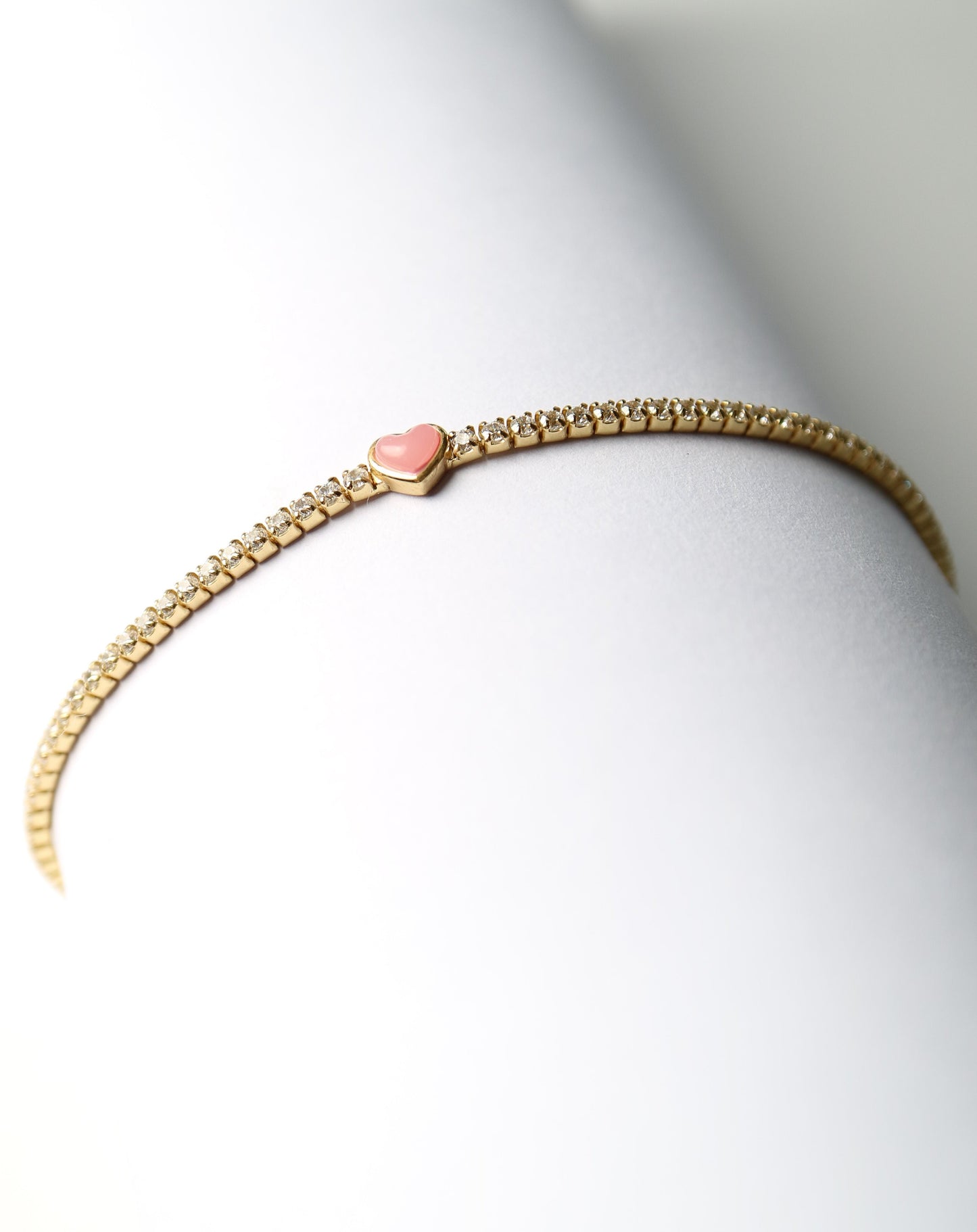 Pink Heart Tennis Bracelet
