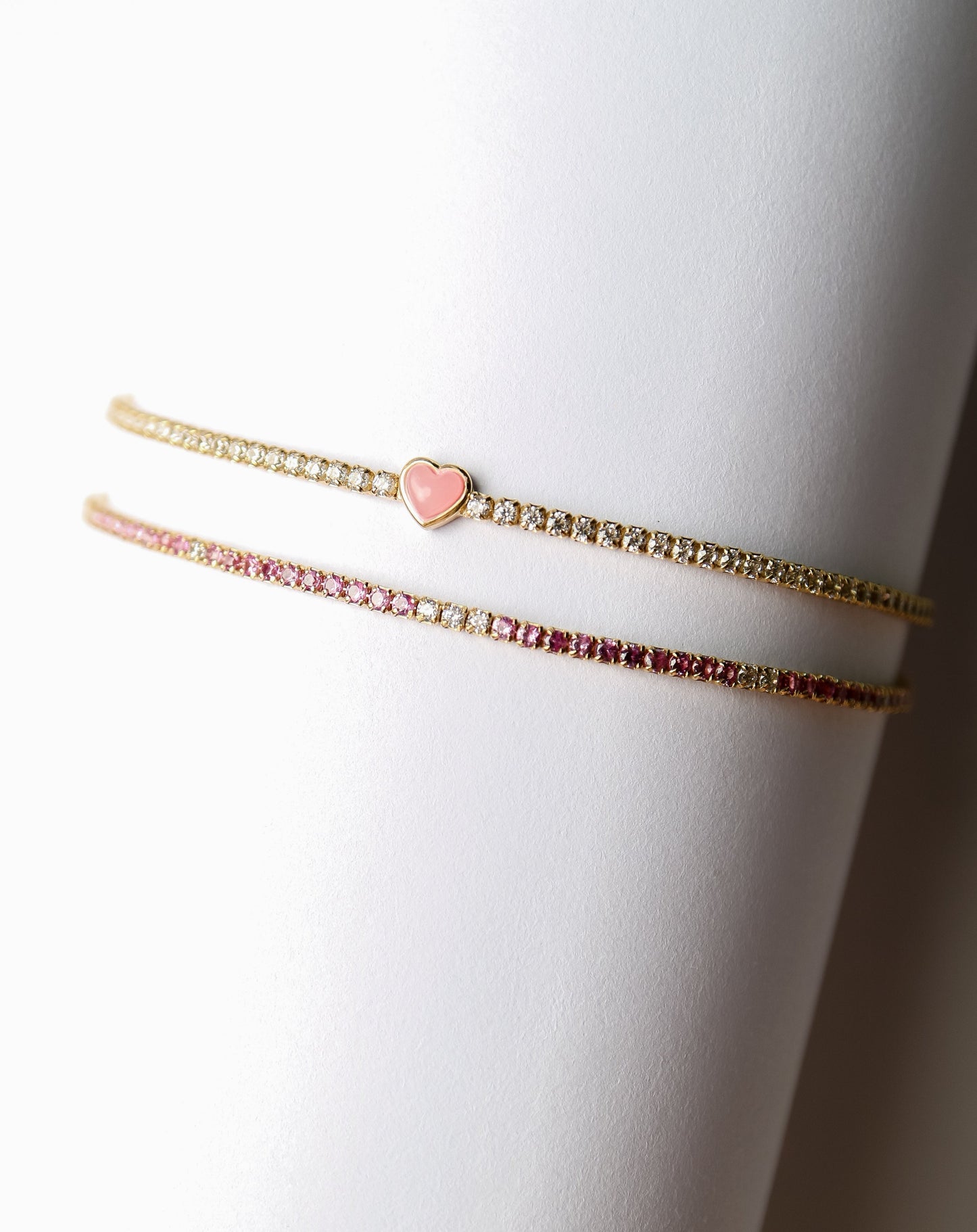 Pink Heart Tennis Bracelet