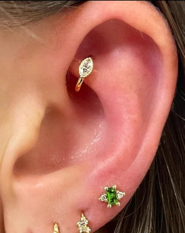 14kt Marquise Diamond Clicker Earring