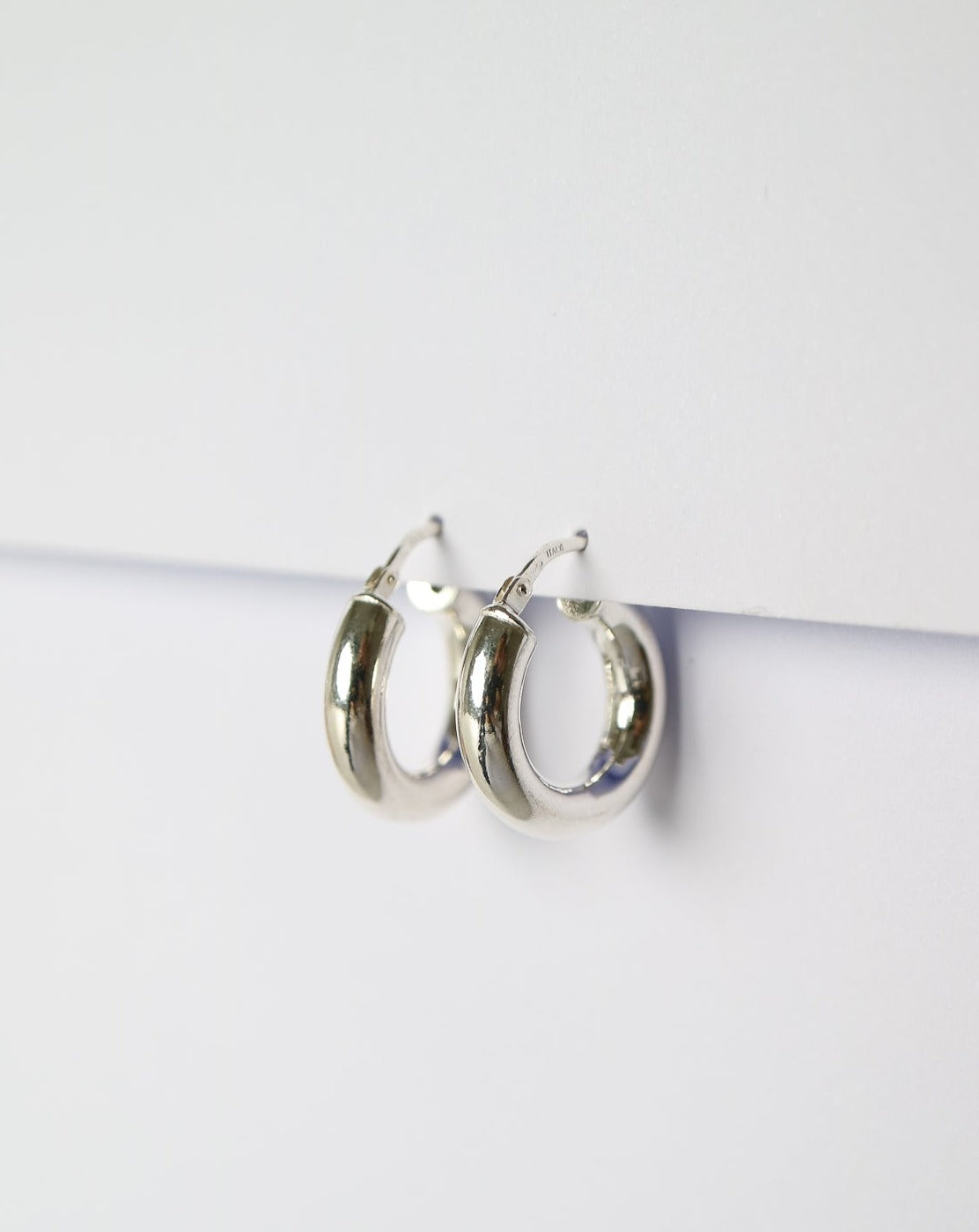 Silver Macaroni Hoop Earrings Collective & Co Jewellery brand
