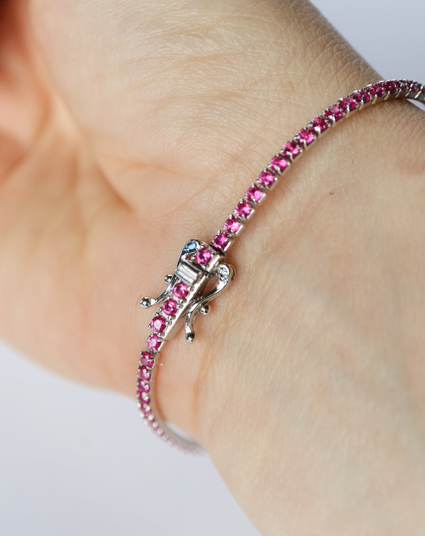 Pink tennis bracelet