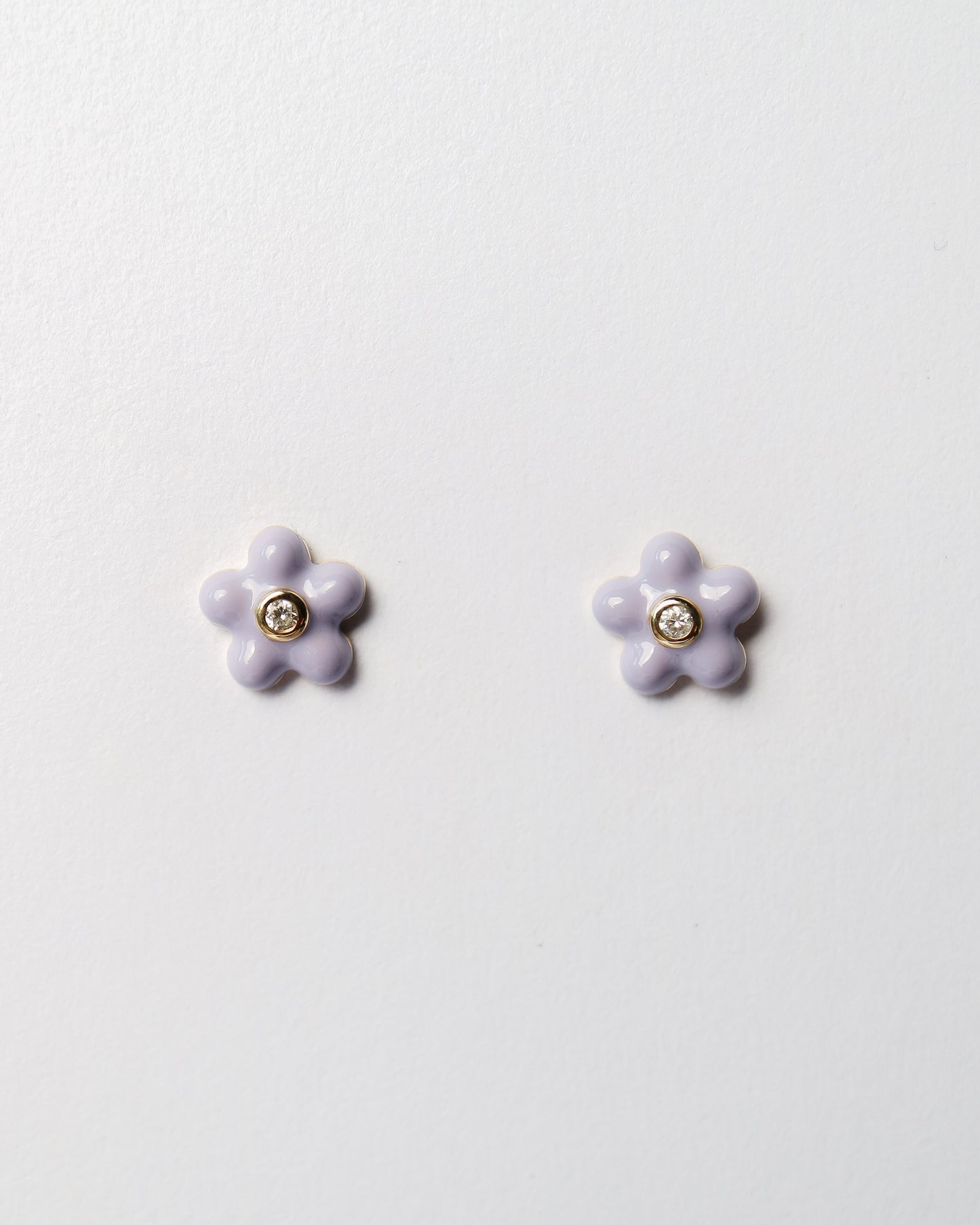 9kt Gold & Diamond Lavender Blossom Studs