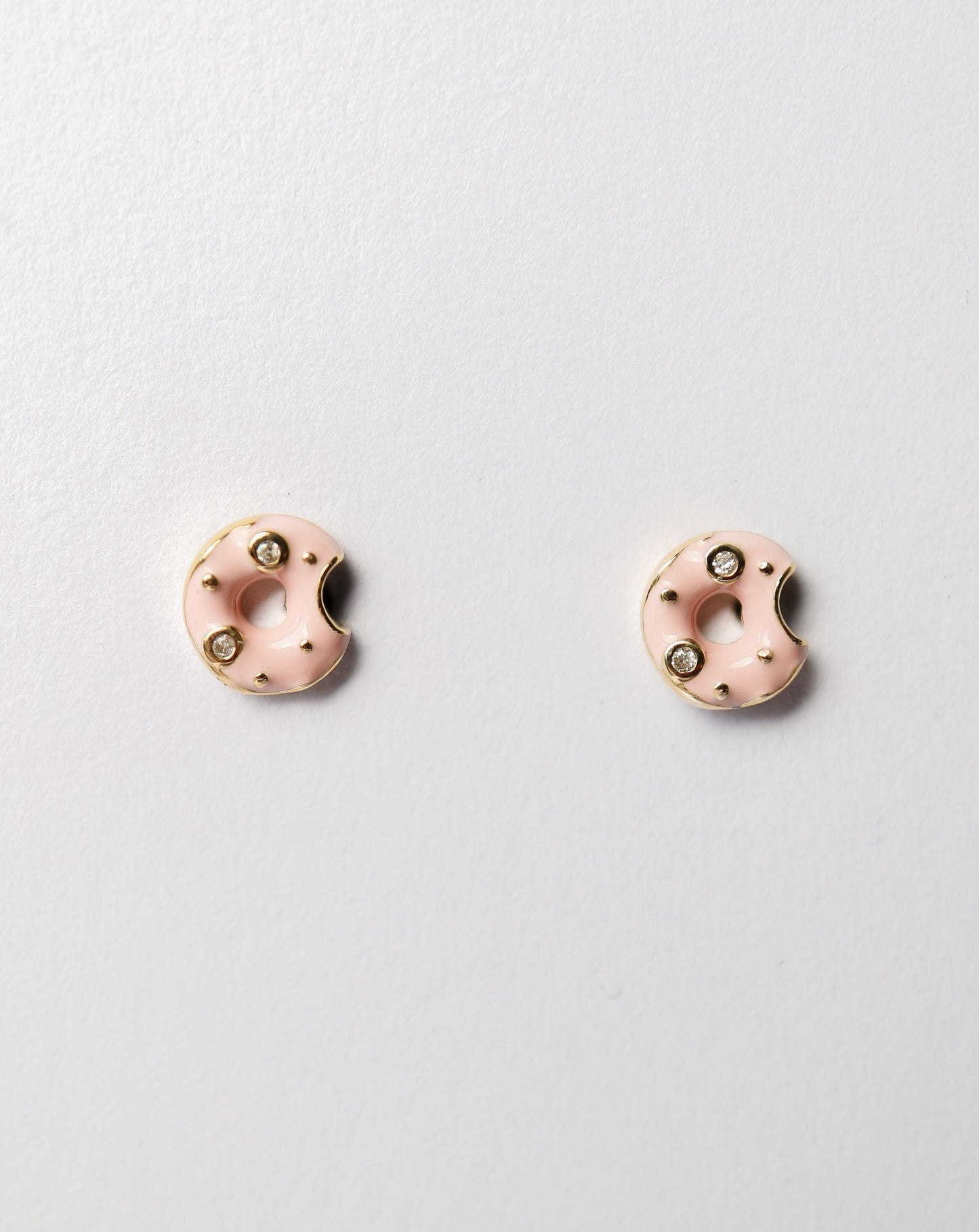 Pink and diamond donut stud earrings