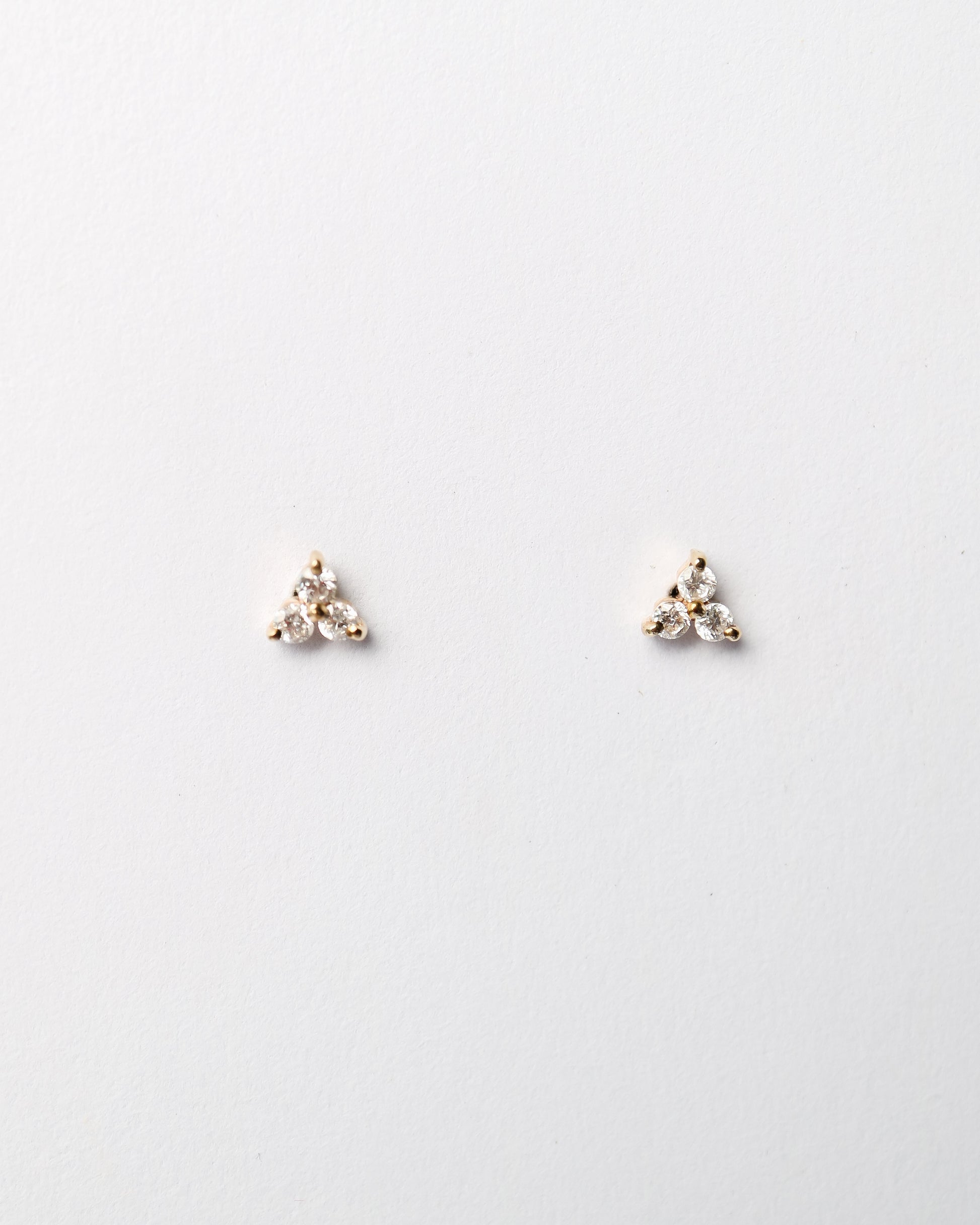 9ct gold diamond trio stud earrings