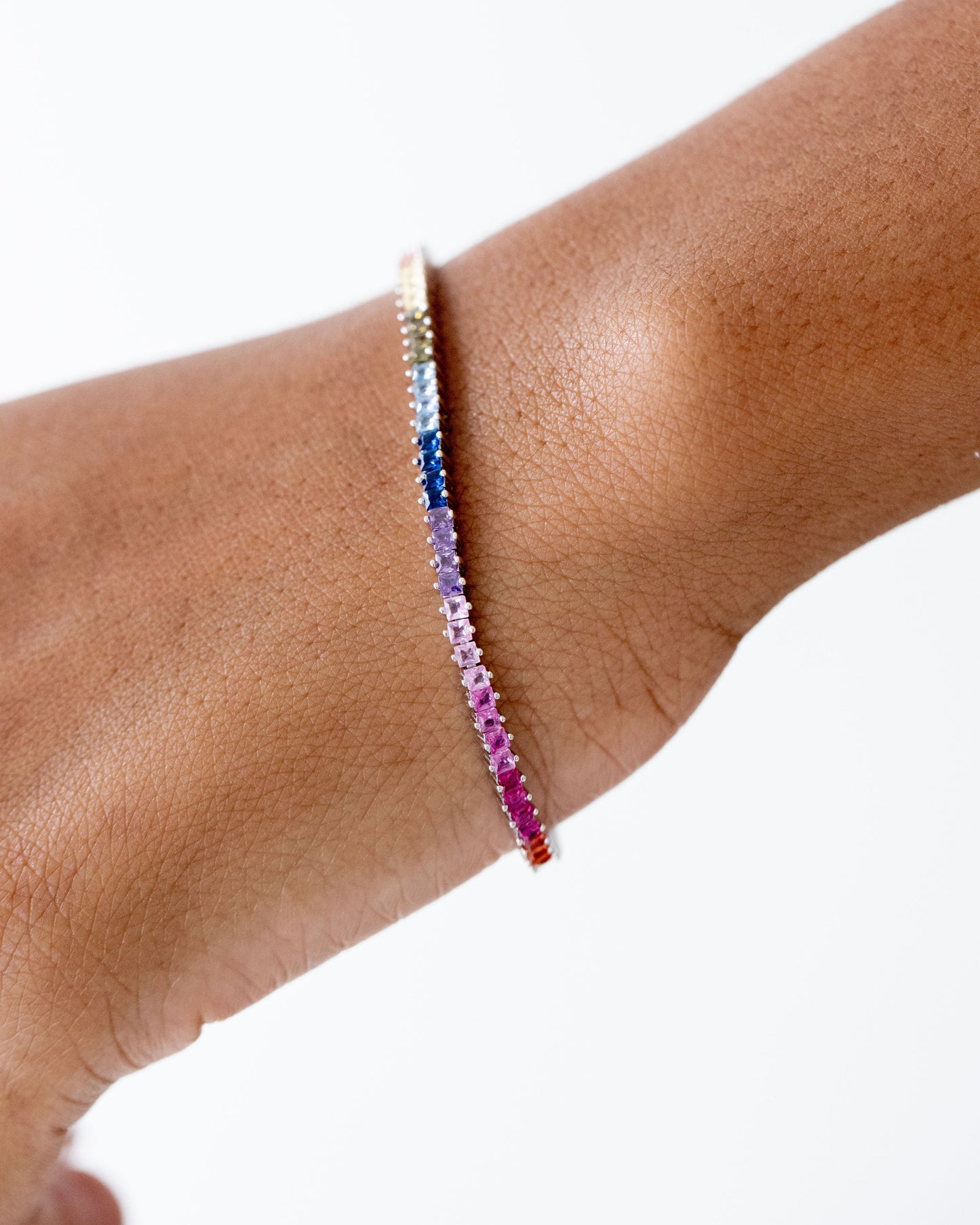 Rainbow tennis bracelet silver