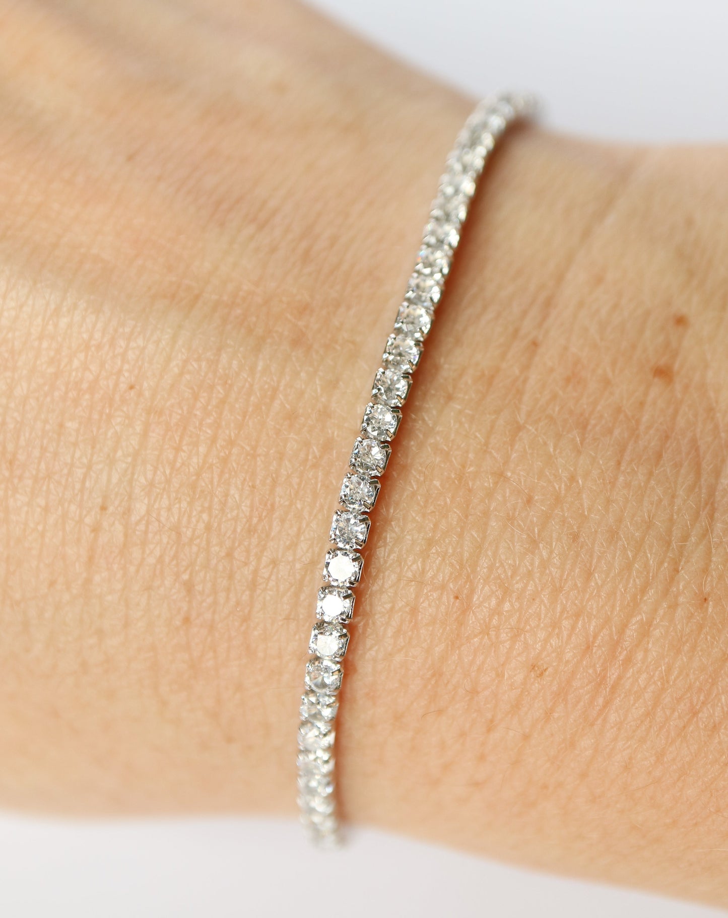 Skinny Tennis Bracelet in sterling silver