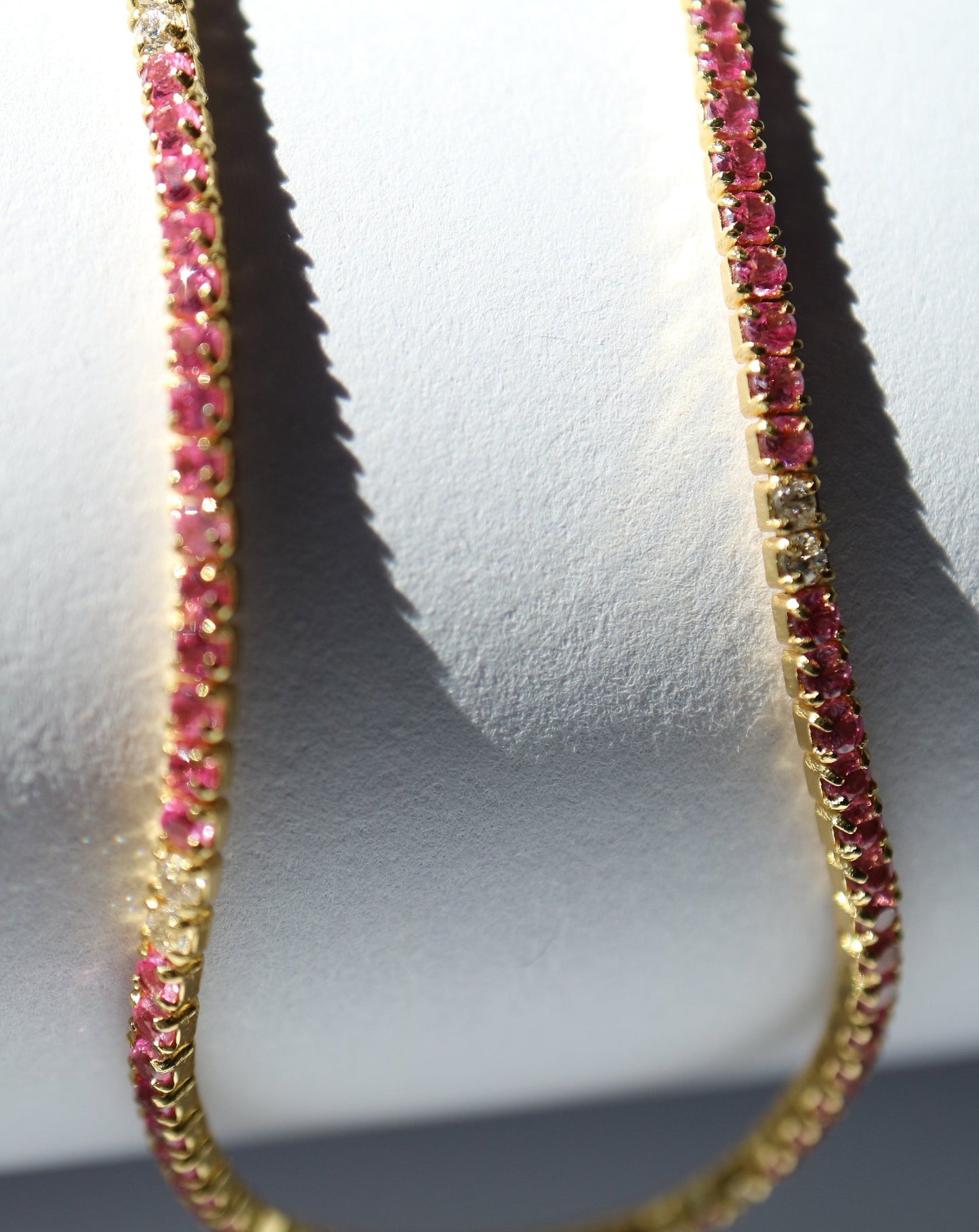 Pink tennis necklace for women