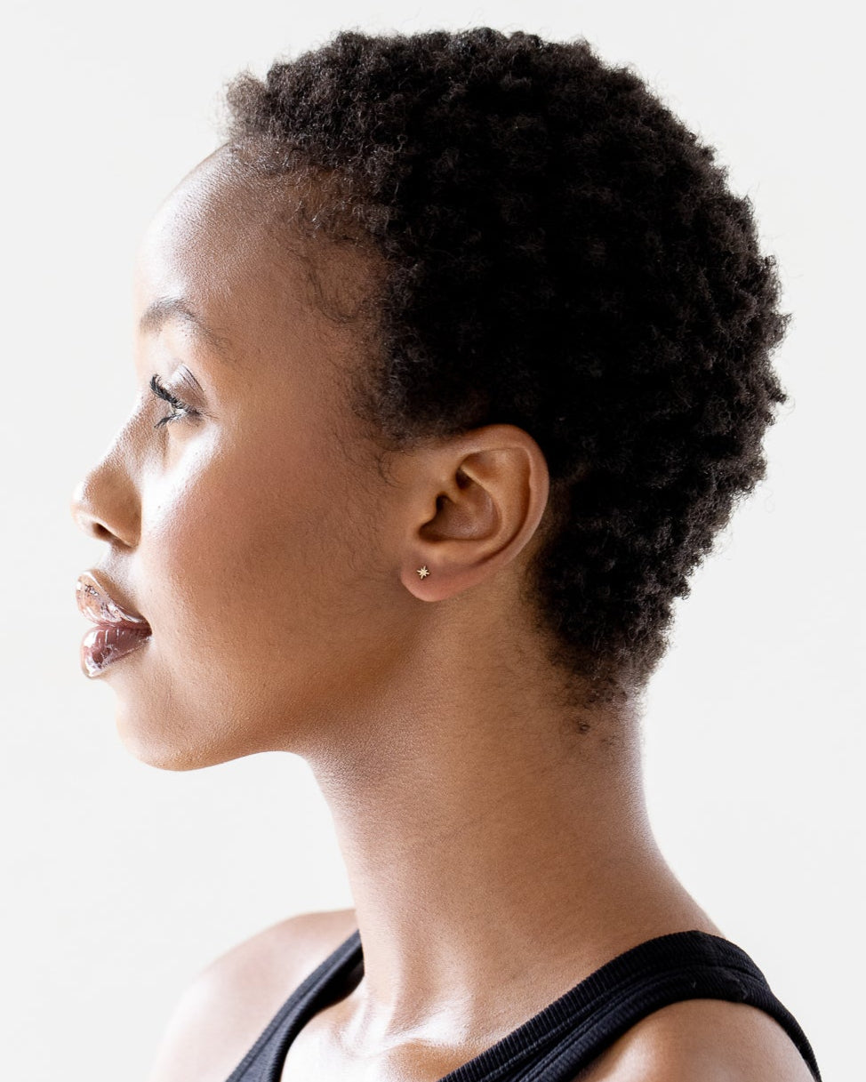 Stud earrings on model