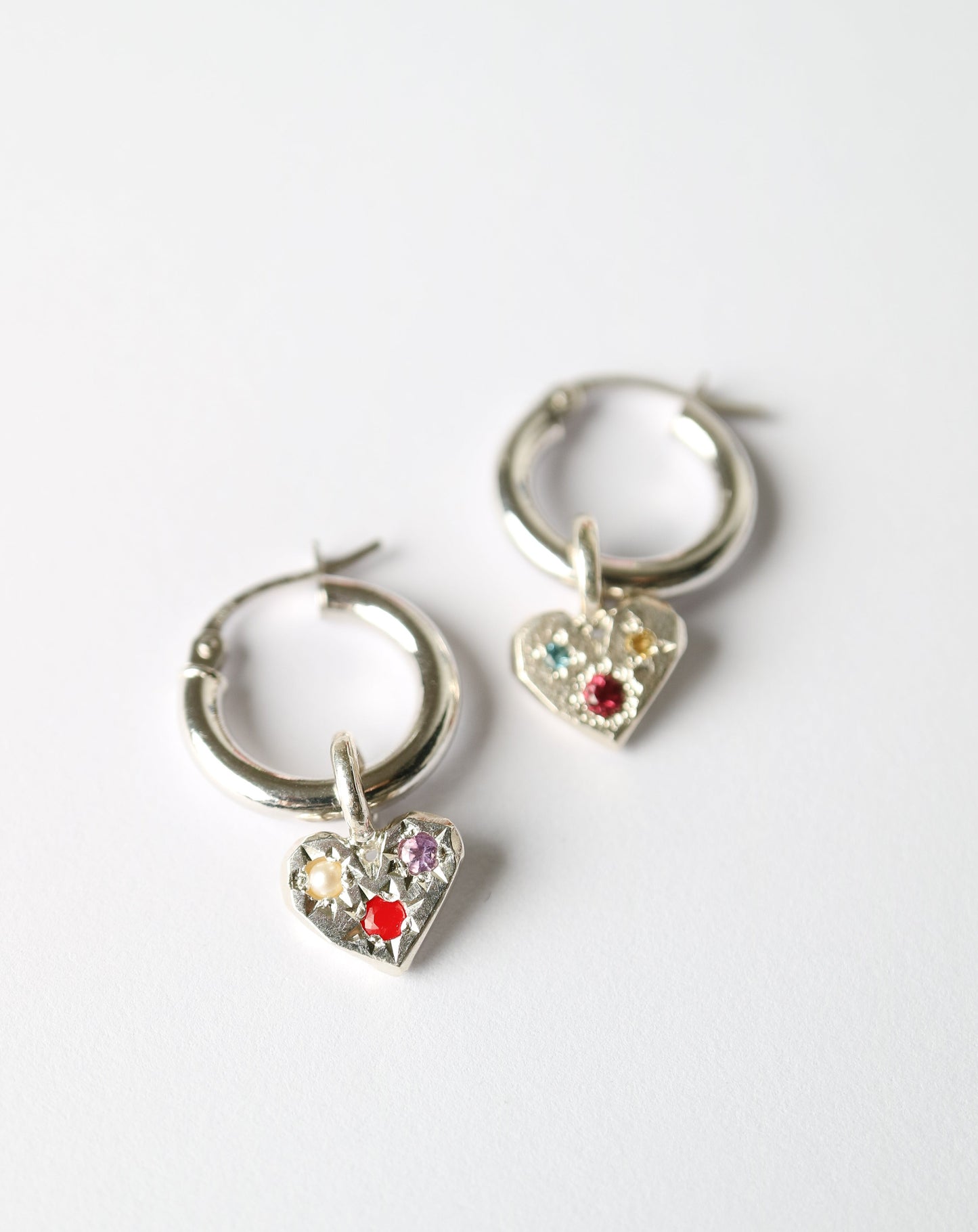 Zadie Remarco Stargazer Mini Heart Charm in silver with natural colourful gemstones