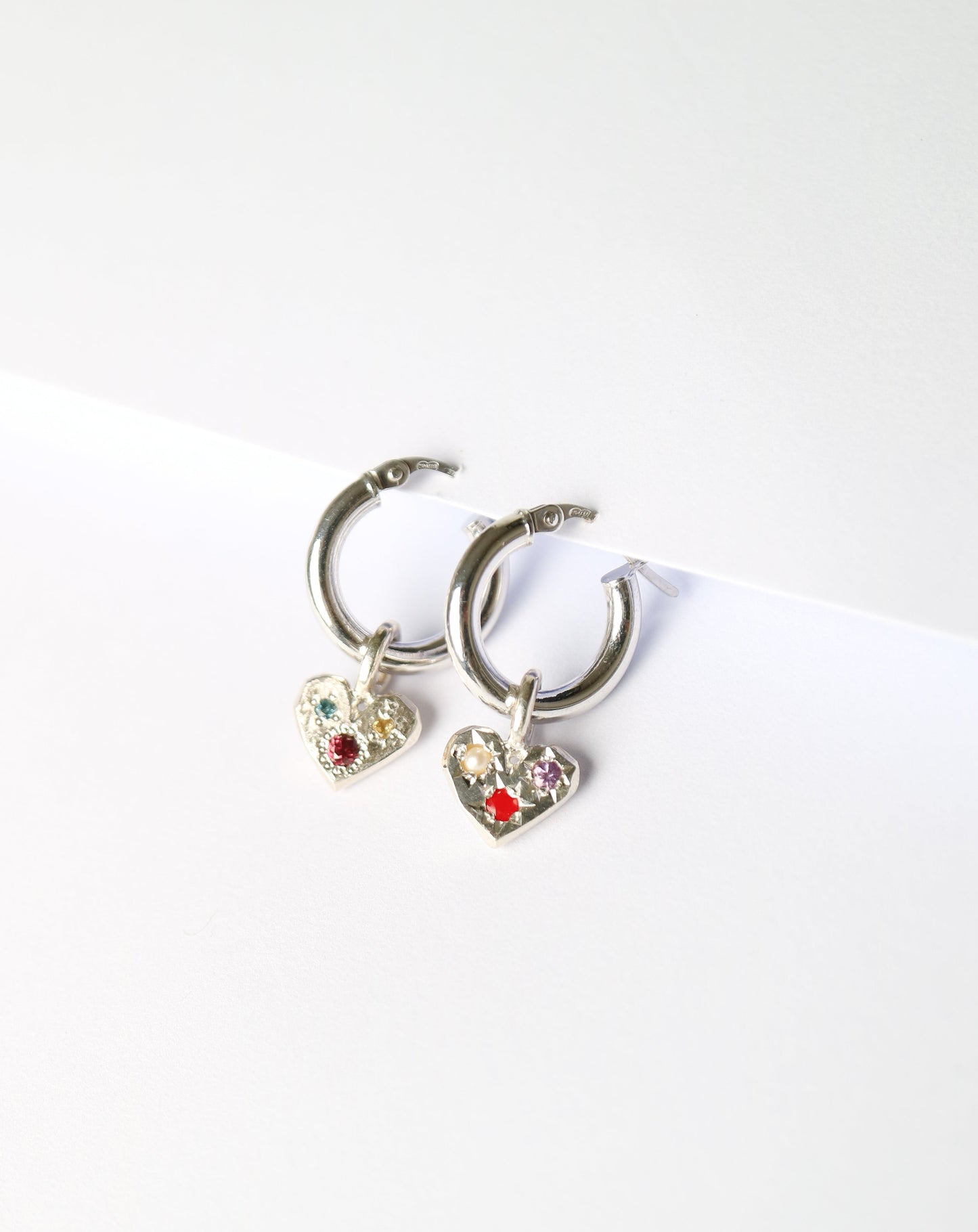 Zadie Remarco Stargazer Mini Heart Charm in silver with natural colourful gemstones