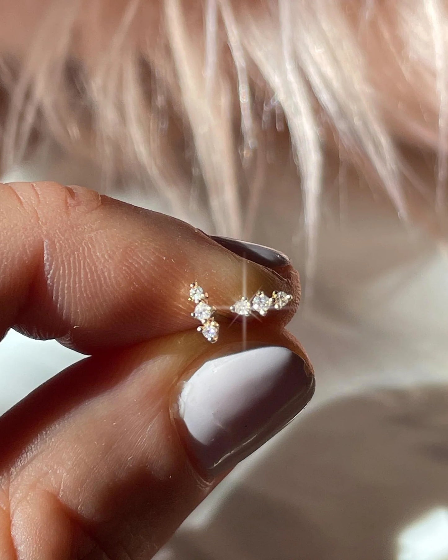 14kt gold diamond lane studs from La Kaiser Jewelry
