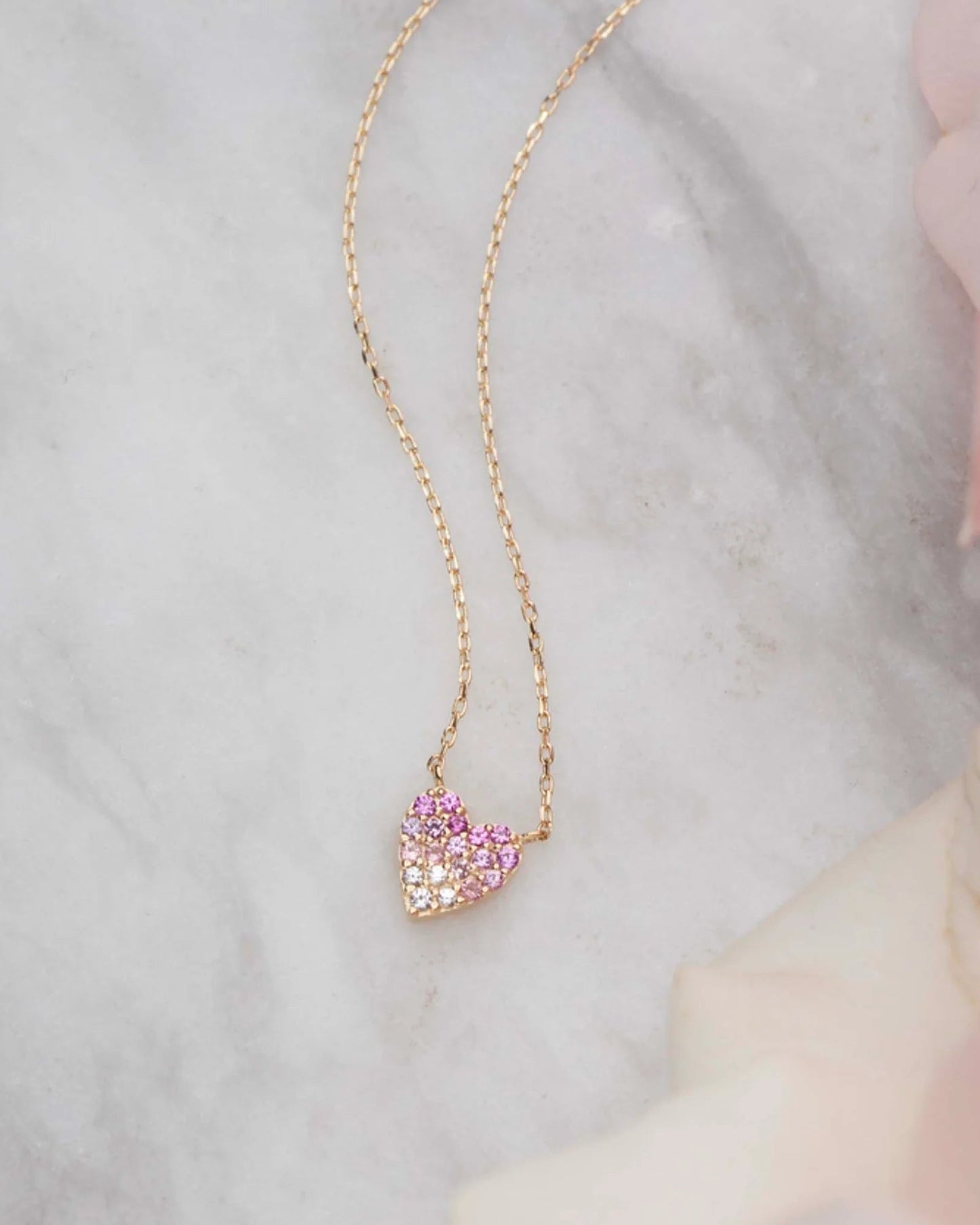 La Kaiser pink sapphire heart necklace