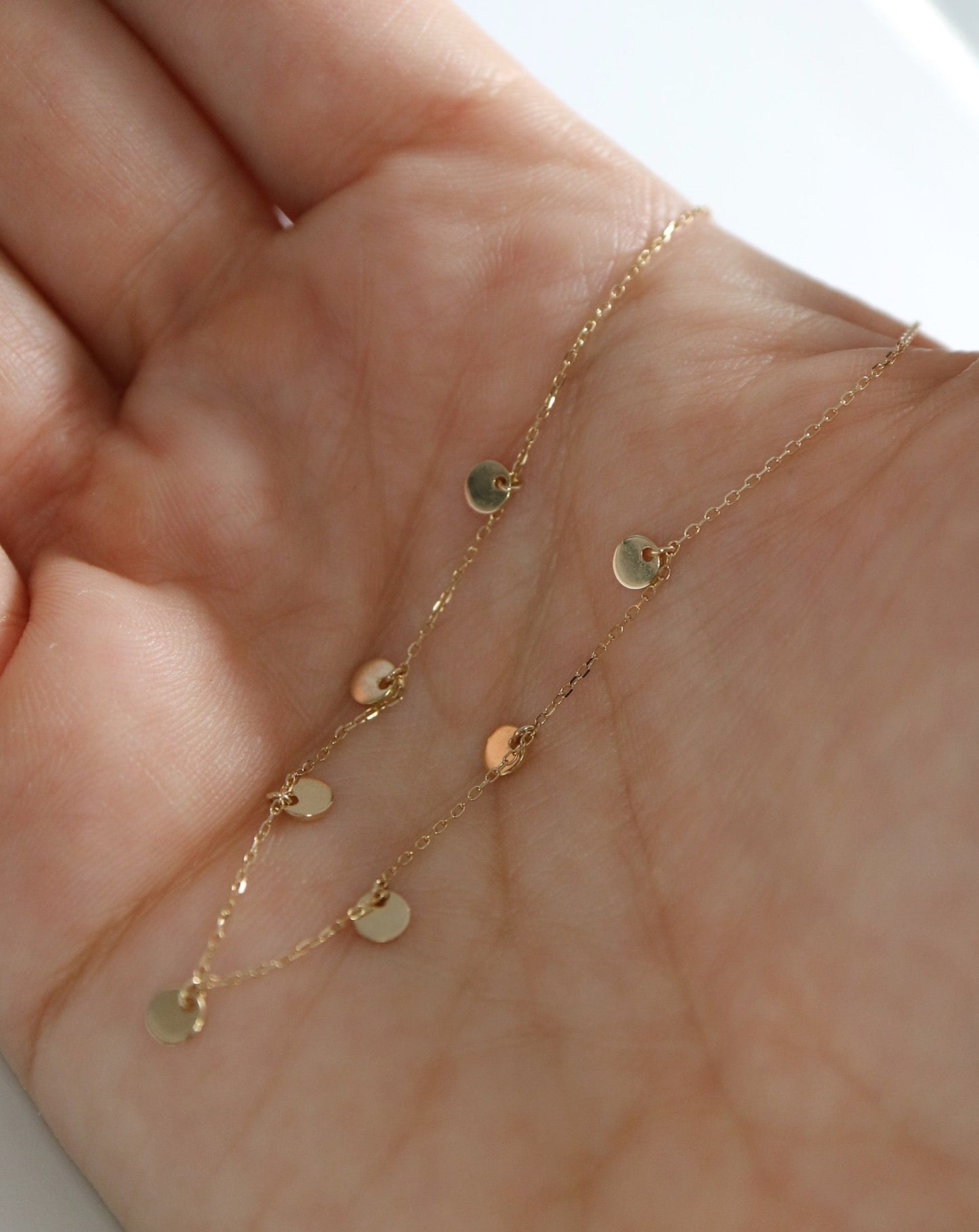 14kt gold Moonshine Necklace with gold discs