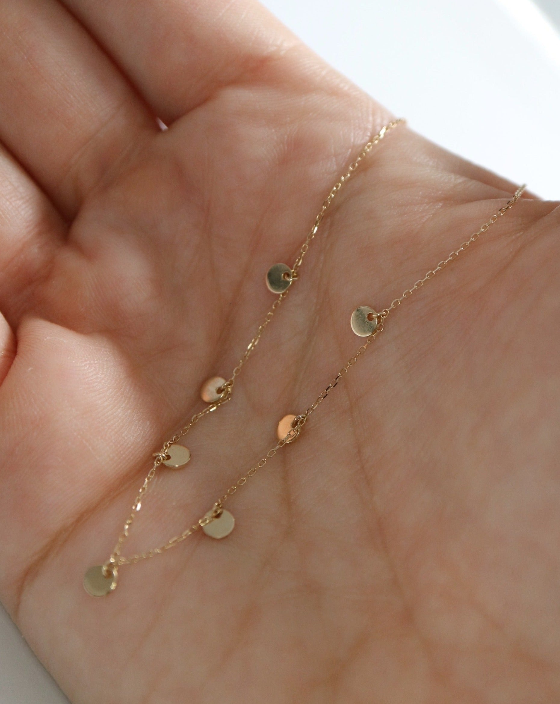 14kt gold Moonshine Necklace with gold discs