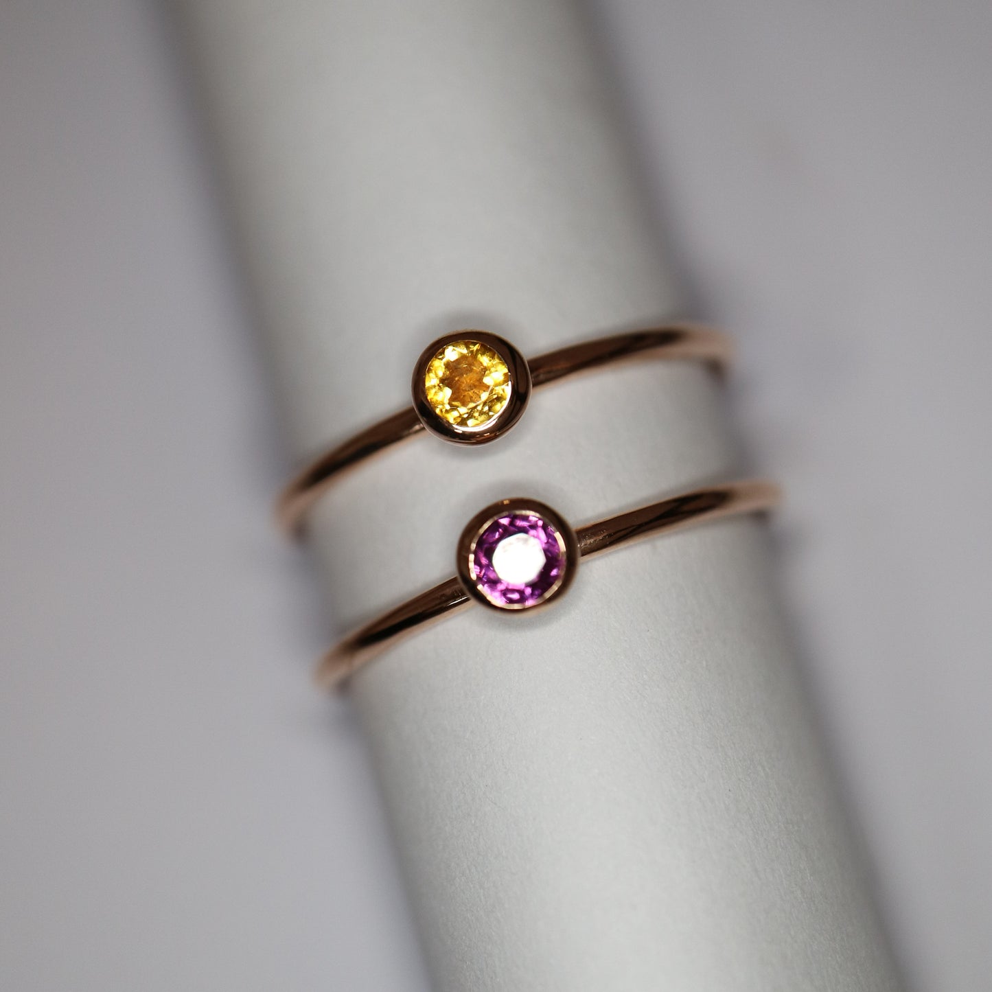 9ct stacking rings with colourful gems