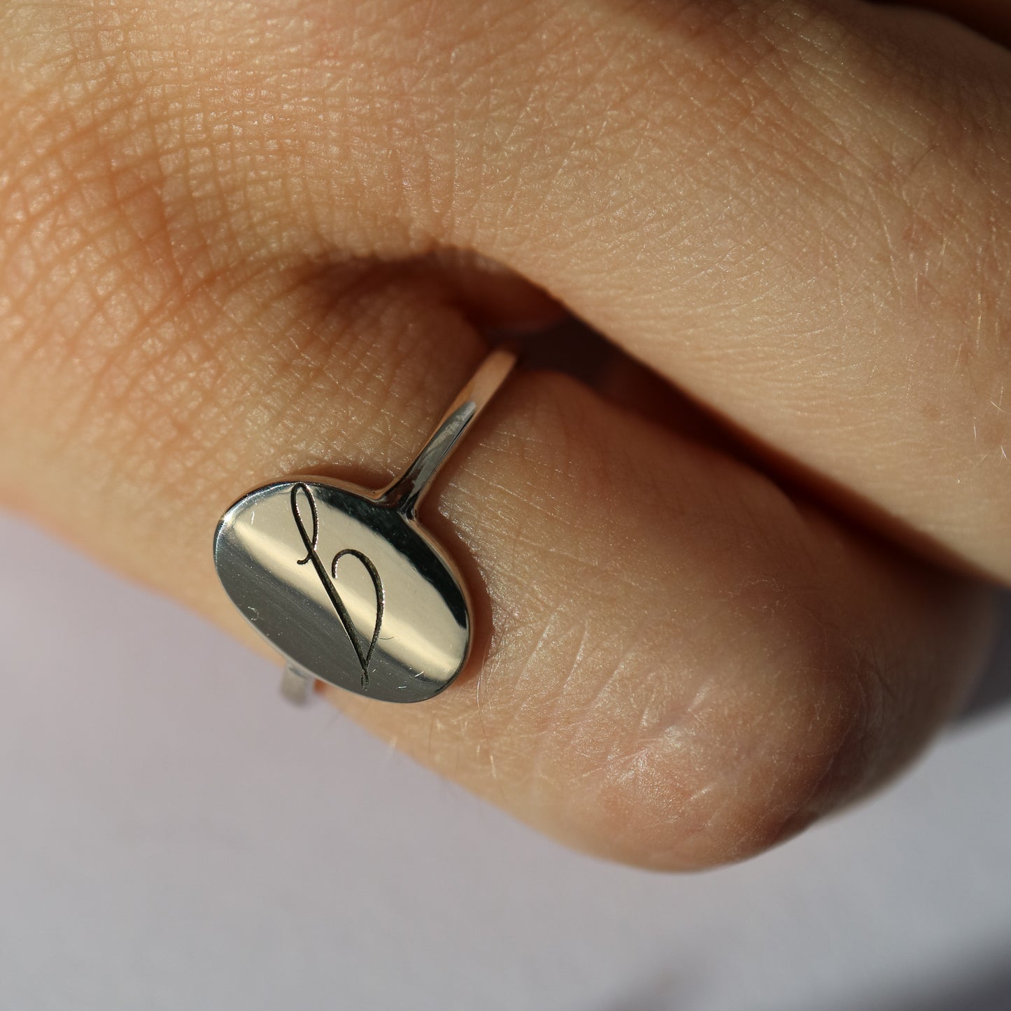 9ct white gold Initial Signet Ring
