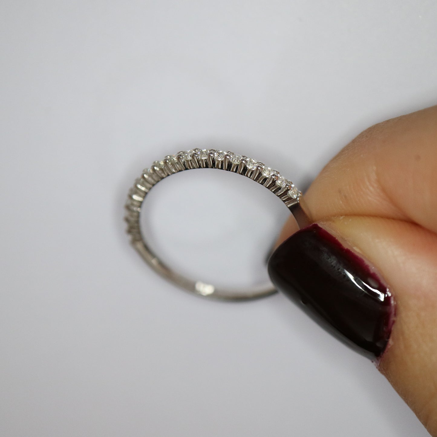 9kt white gold half eternity wedding band