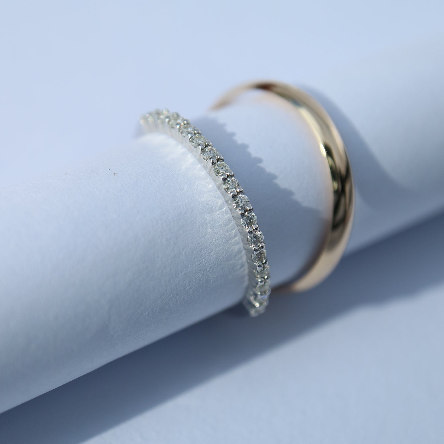 9kt white gold half eternity wedding band
