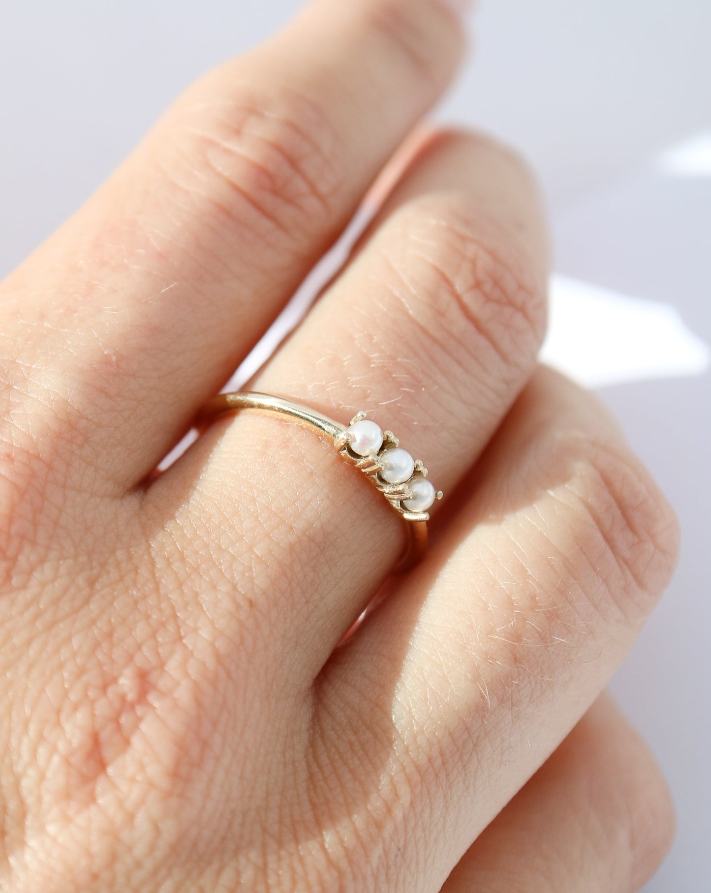 9kt gold Pearl Trinity Ring