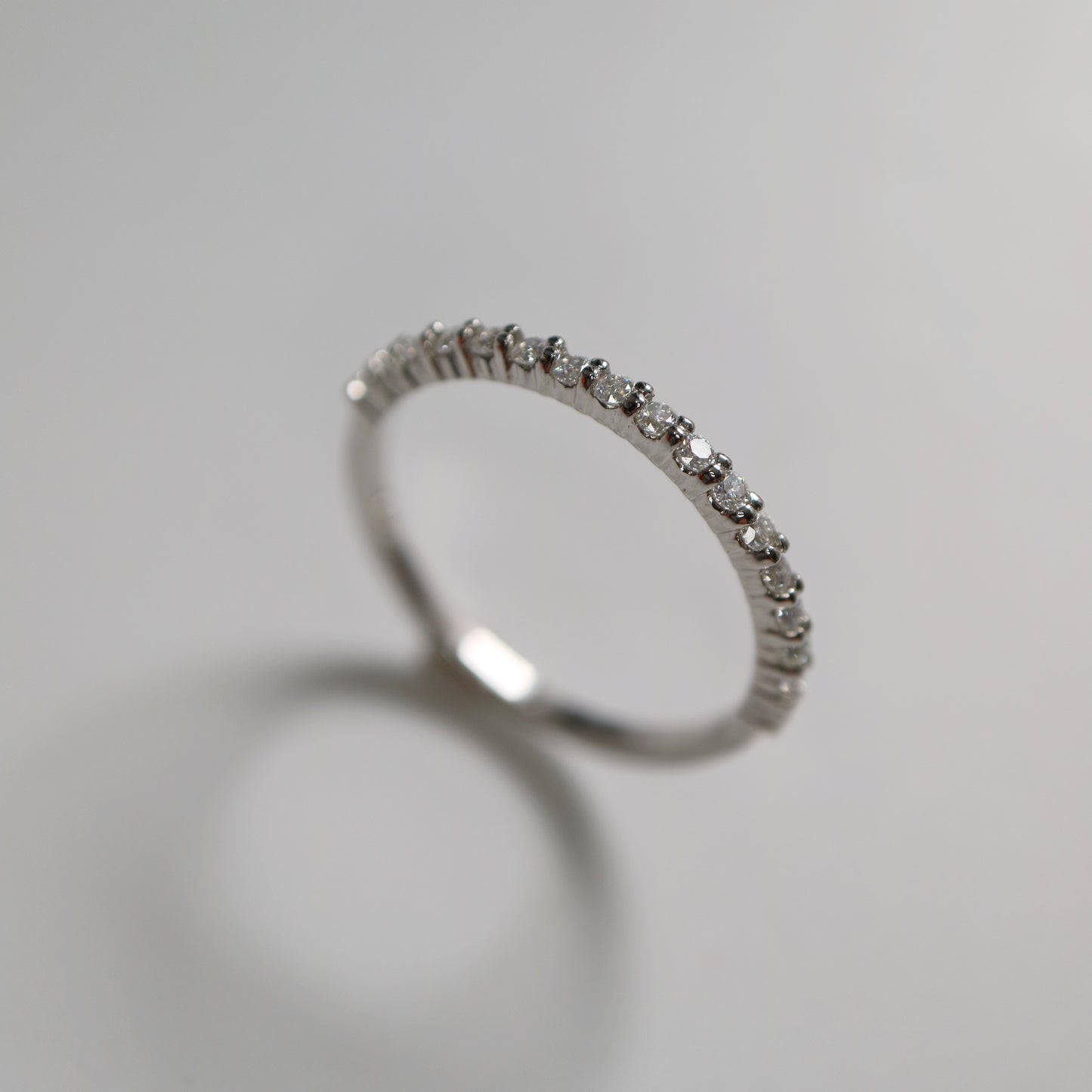9kt white gold moissanite half eternity band