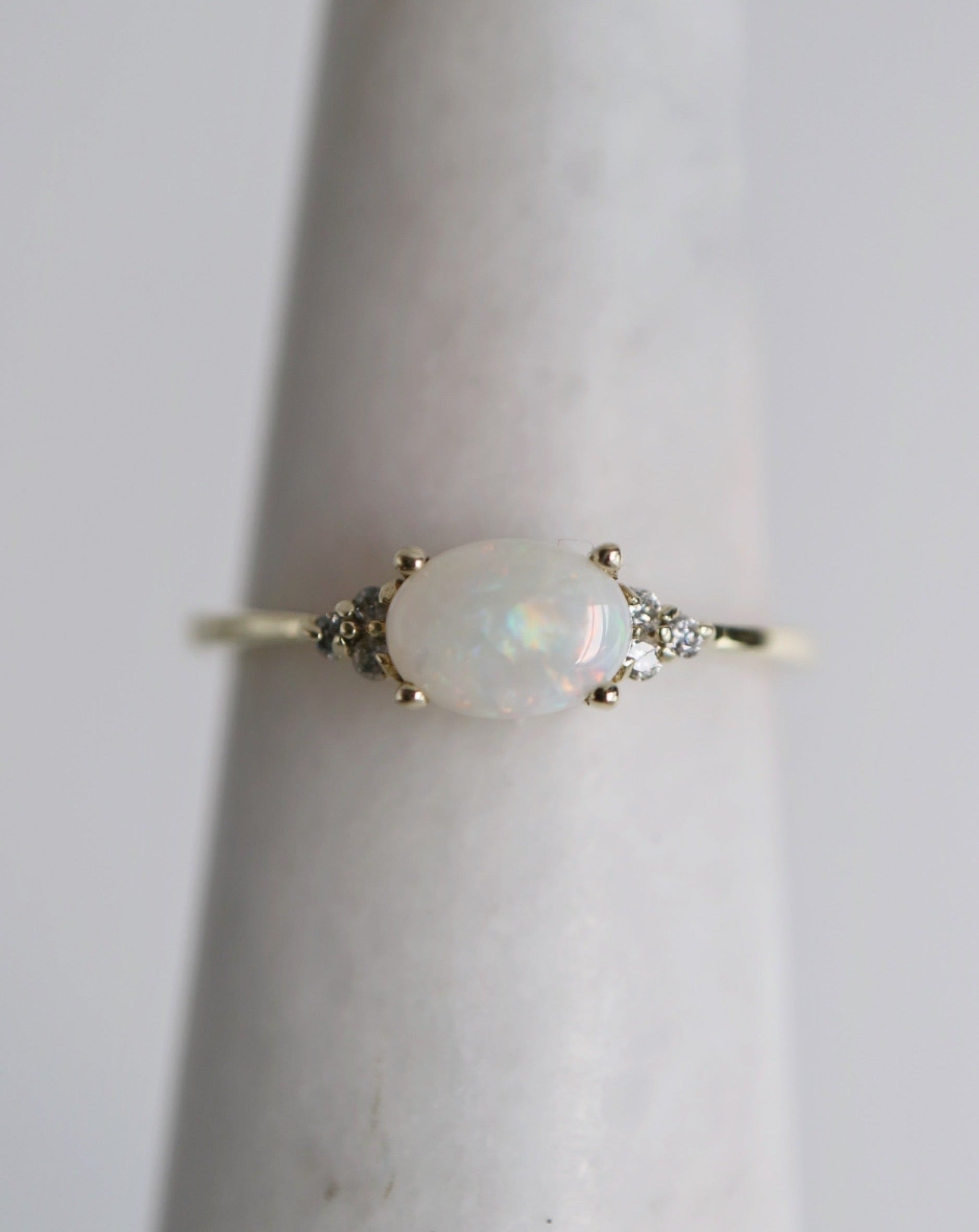 Thin band hot sale opal ring