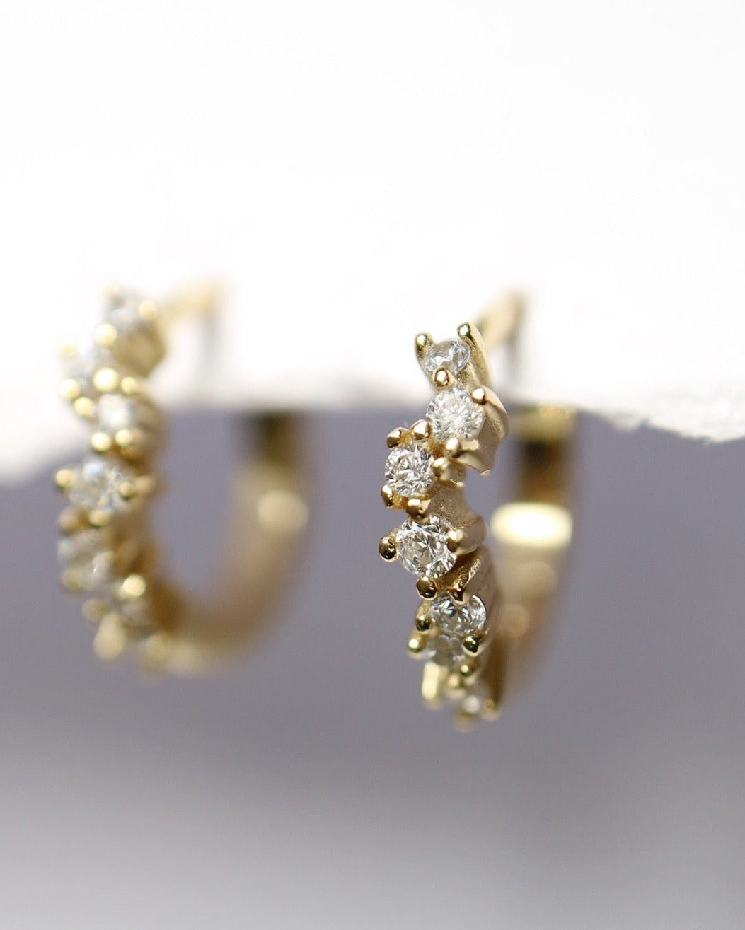 Diamond Stepping Stone Huggies from Kini Jewels