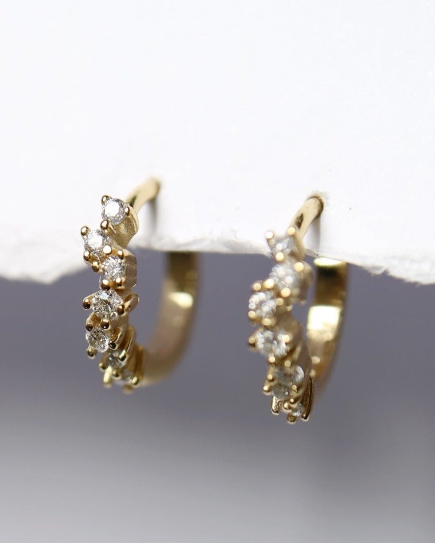 Diamond Stepping Stone Huggies from Kini Jewels