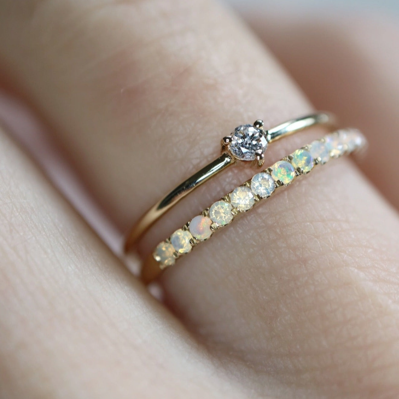 14ct gold Diamond stacking ring
