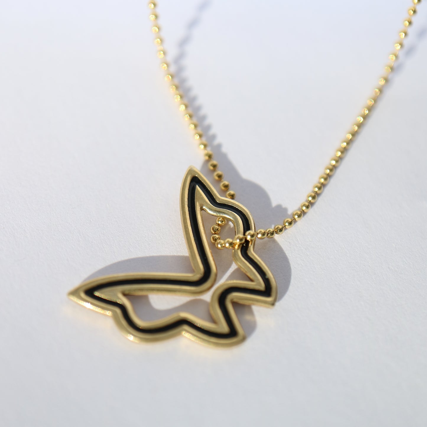 Gold Enamel Butterfly Pendant from Emme and Opal Jewellery