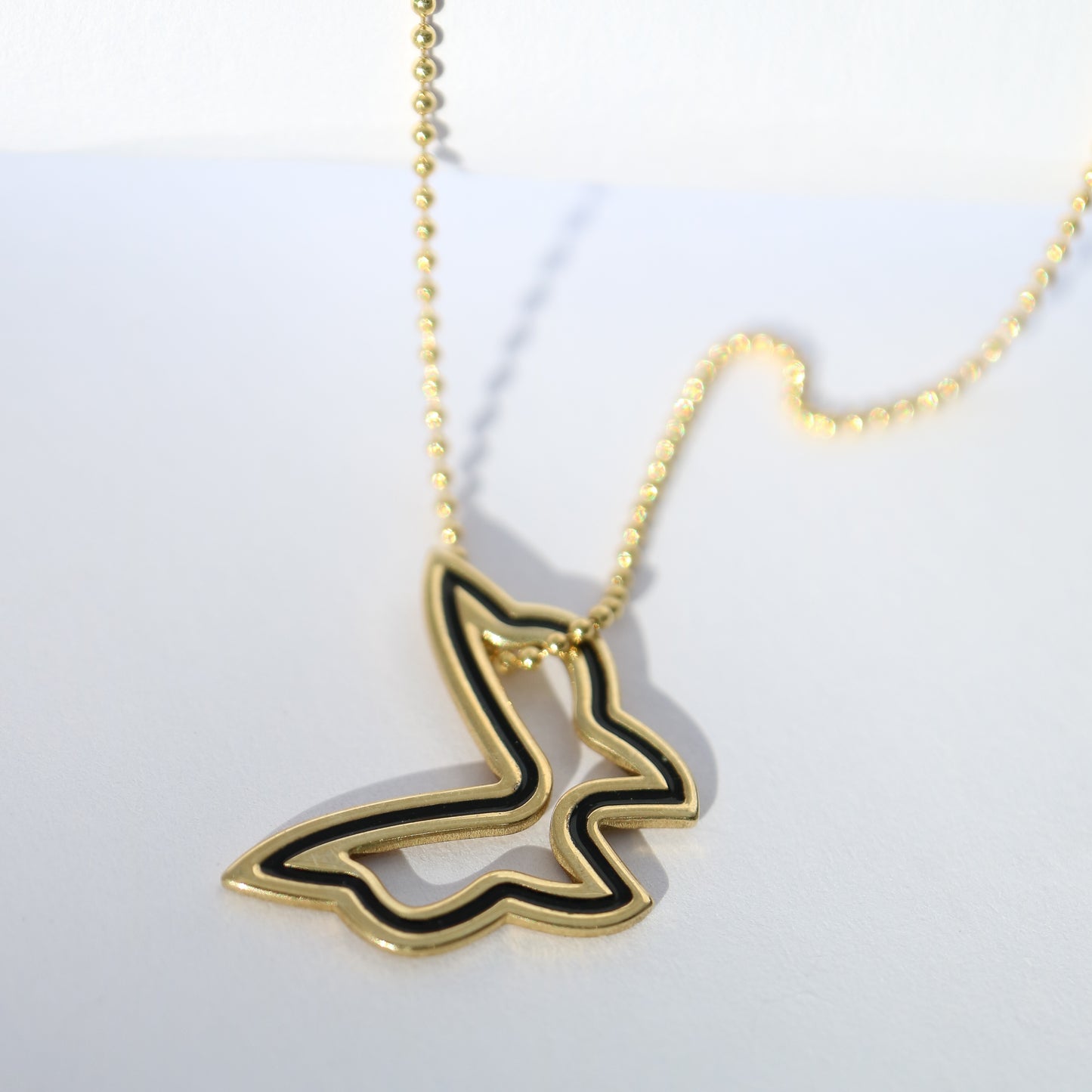 Gold Enamel Butterfly Pendant from Emme and Opal Jewellery