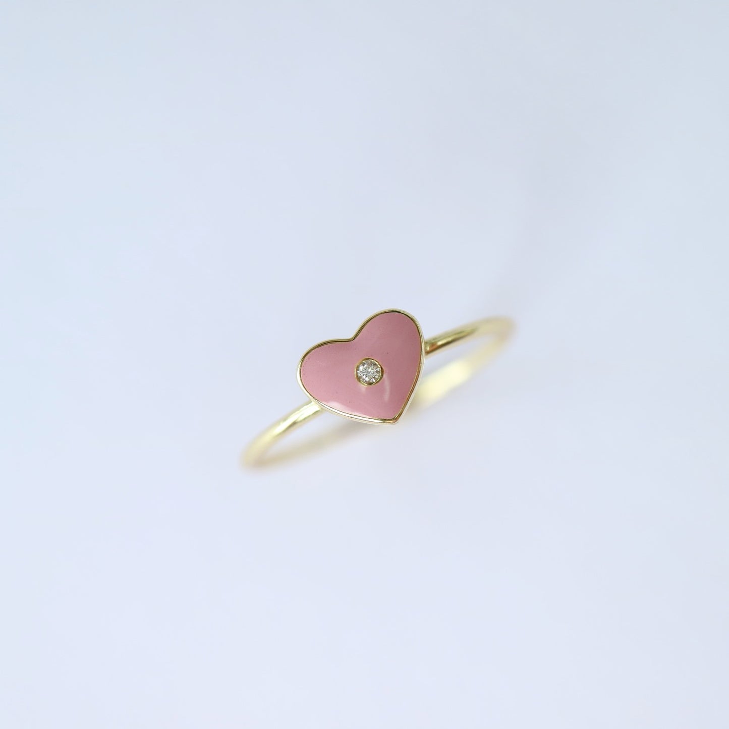 Heart Ring with pink enamel